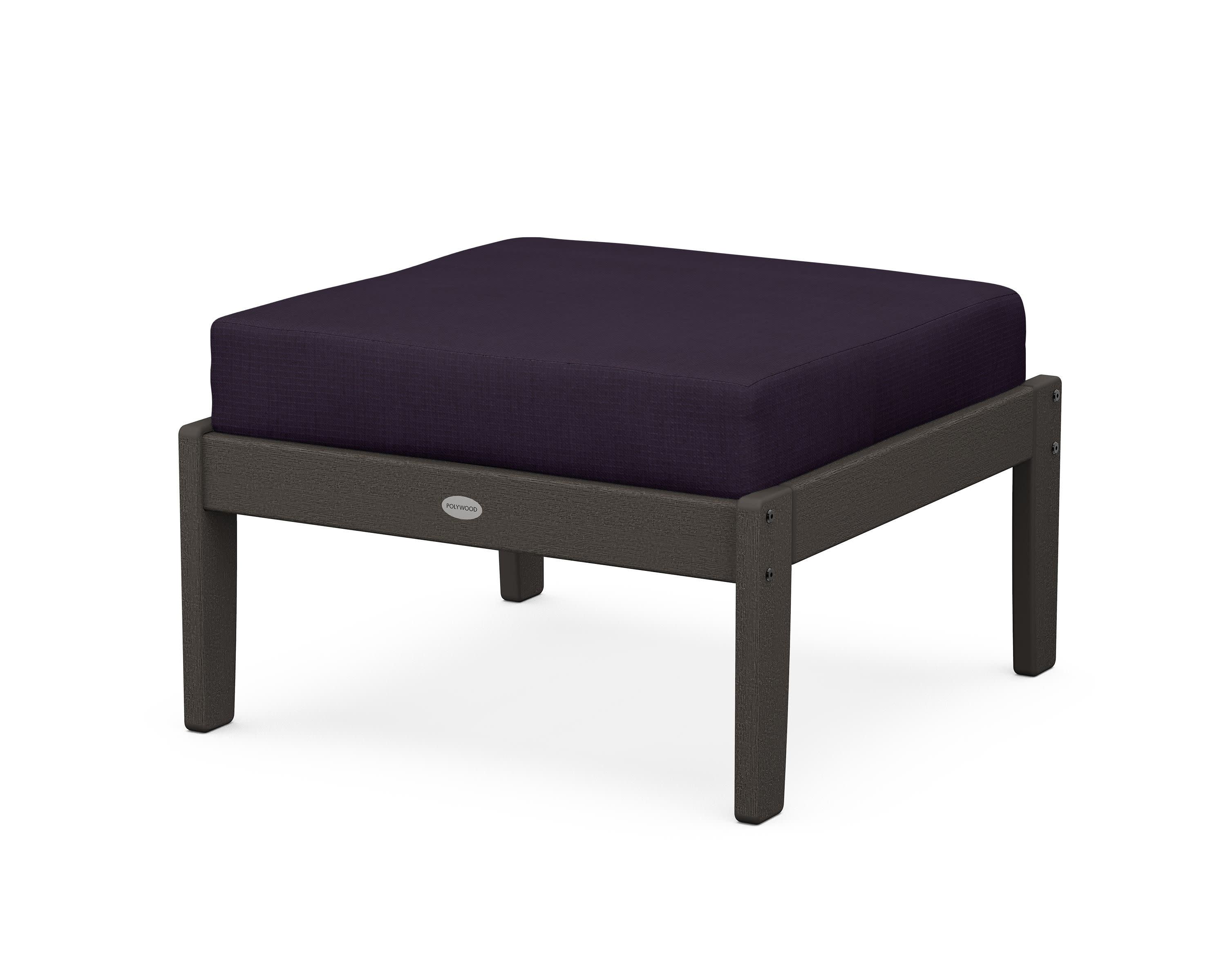 Braxton Deep Seating Ottoman in Vintage Coffee / Navy Linen
