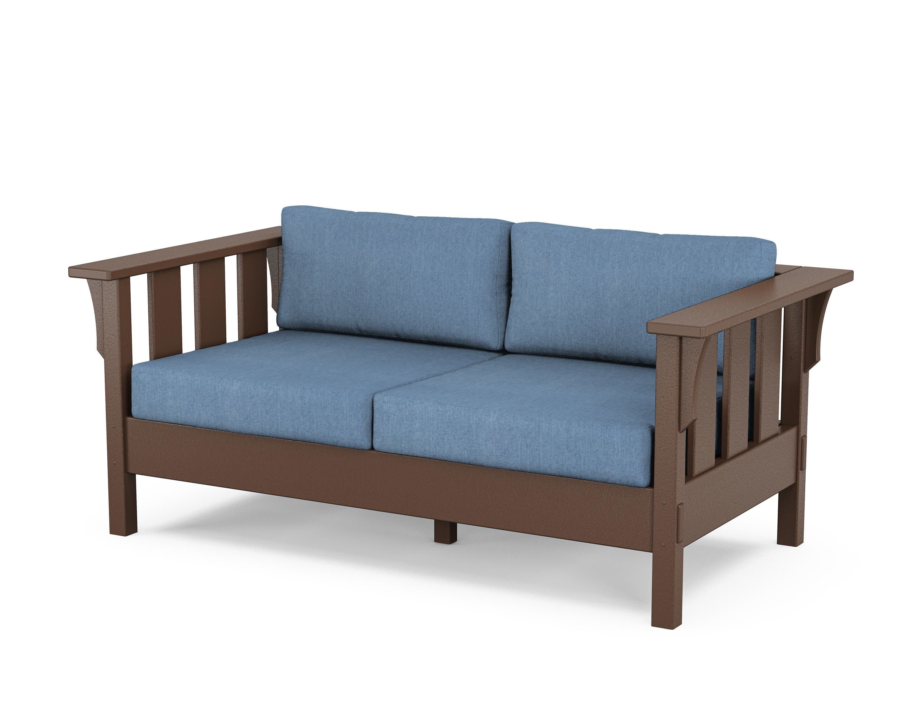 Acadia Deep Seating Loveseat in Mahogany / Sky Blue