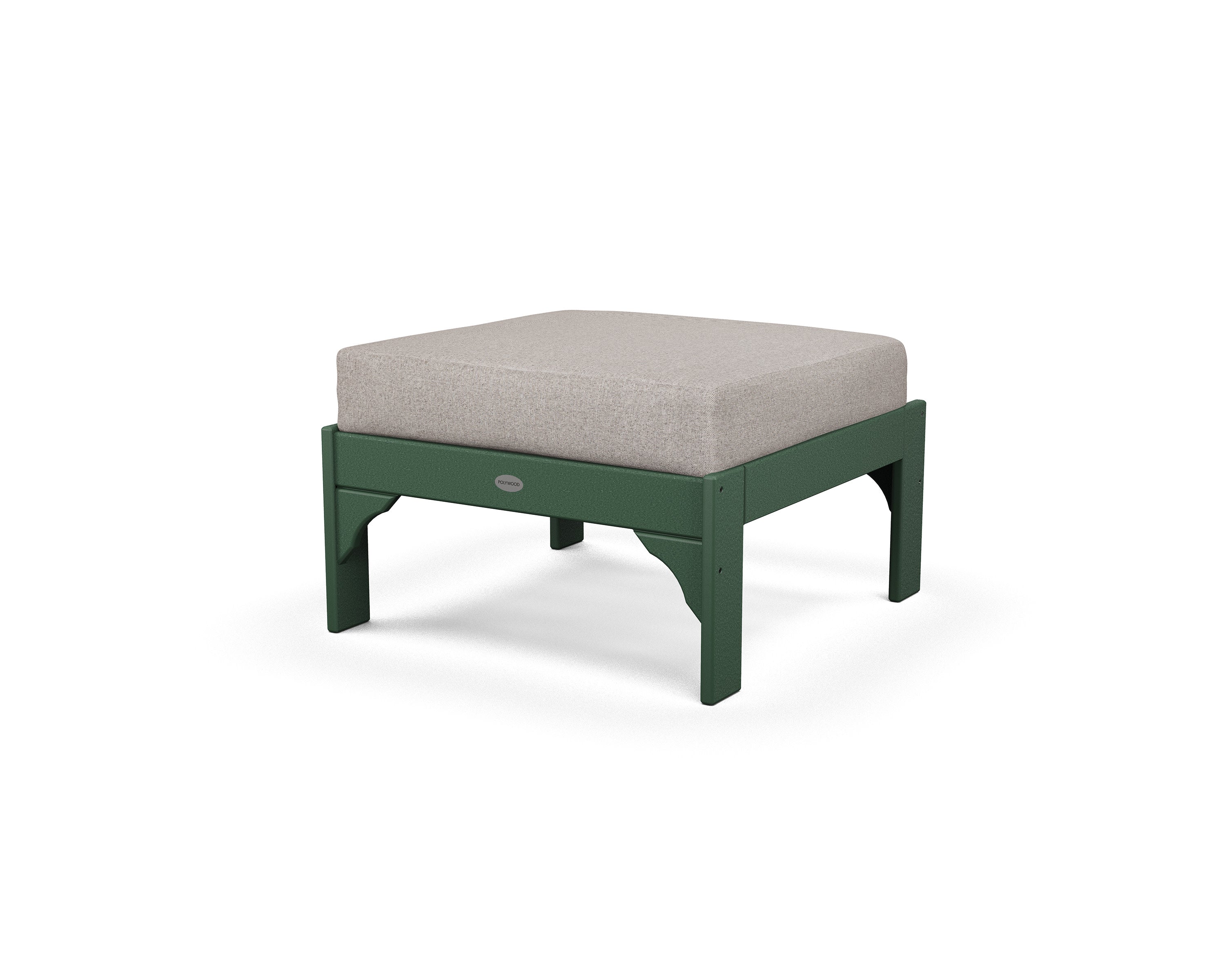 Vineyard Deep Seating Ottoman in Green / Weathered Tweed