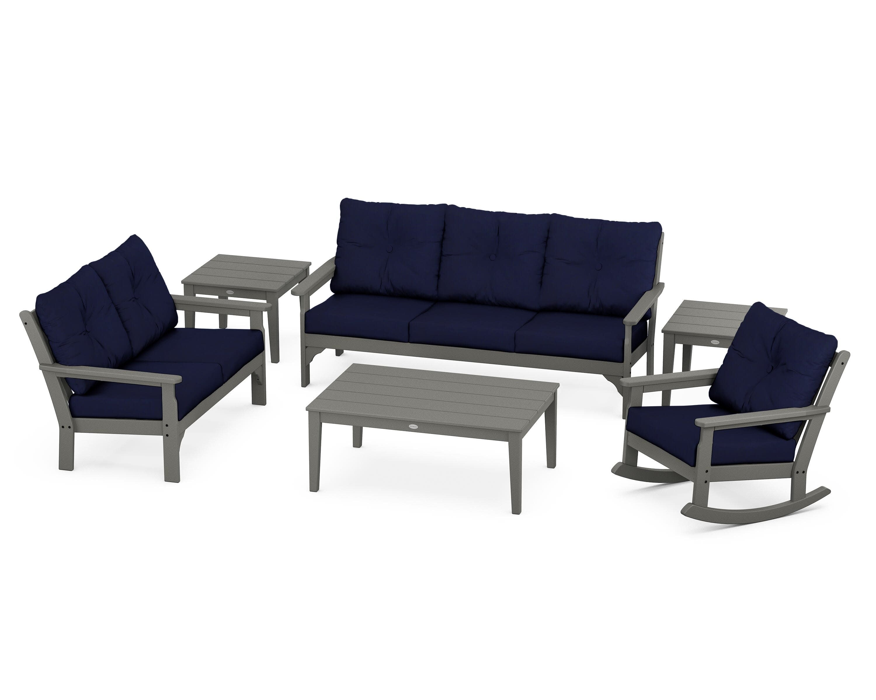 Vineyard 6-Piece Deep Seating Set in Slate Grey / Navy