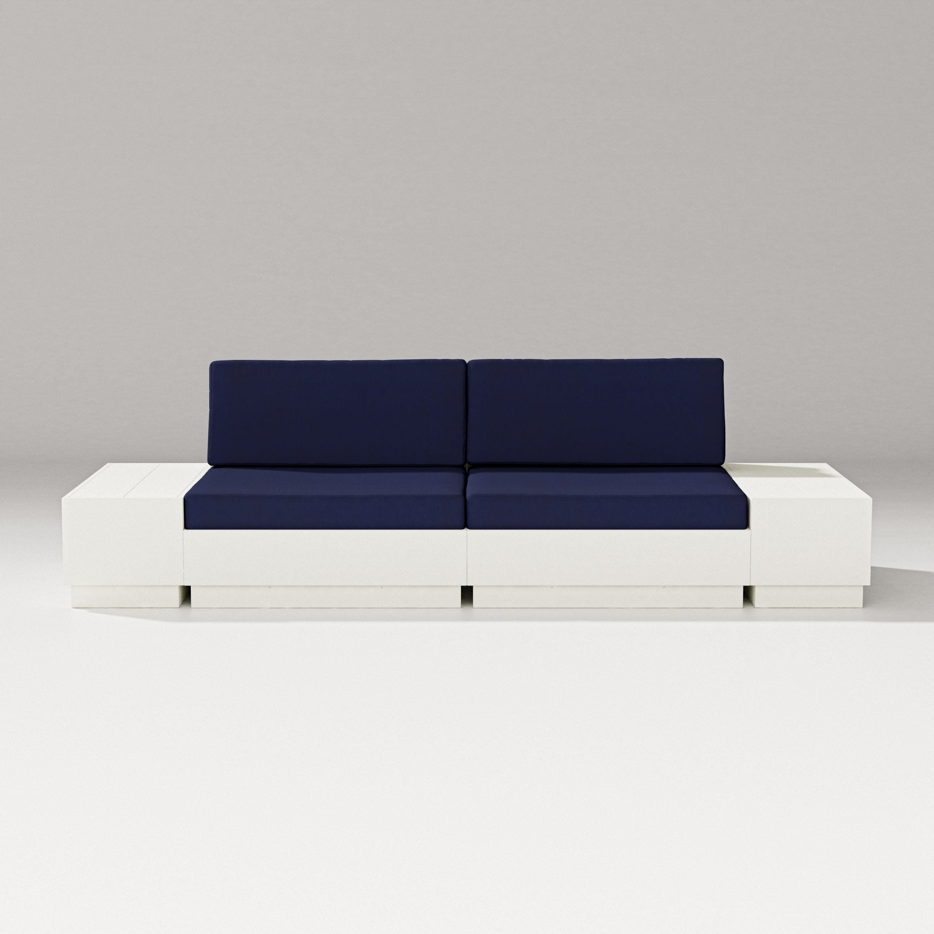 Elevate 4-Piece Loveseat Sectional in Vintage White / Navy