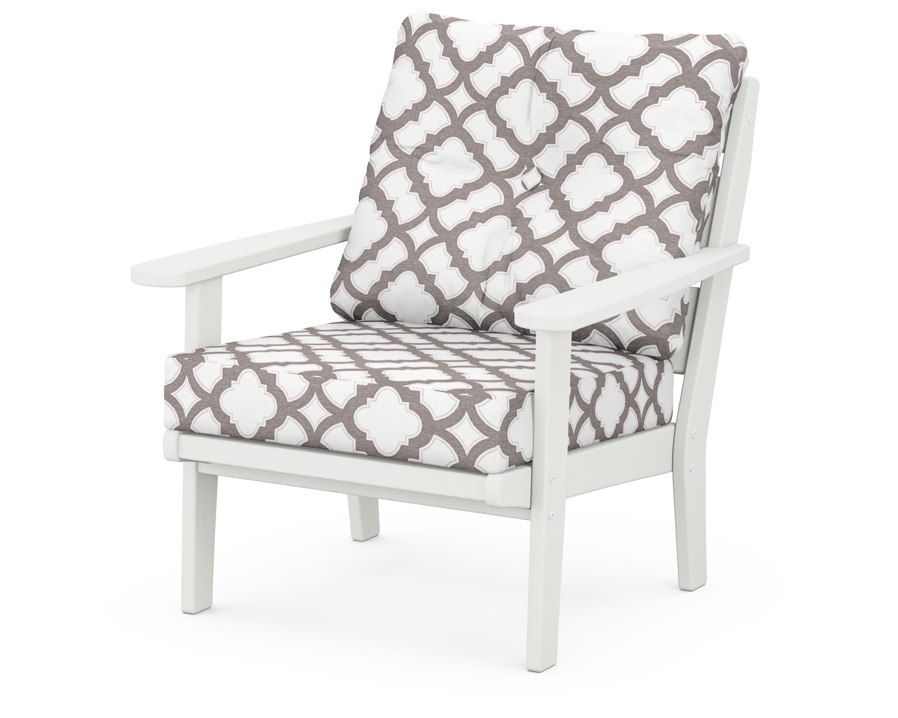 Lakeside Deep Seating Chair in Vintage White / Trellis Grey Mist