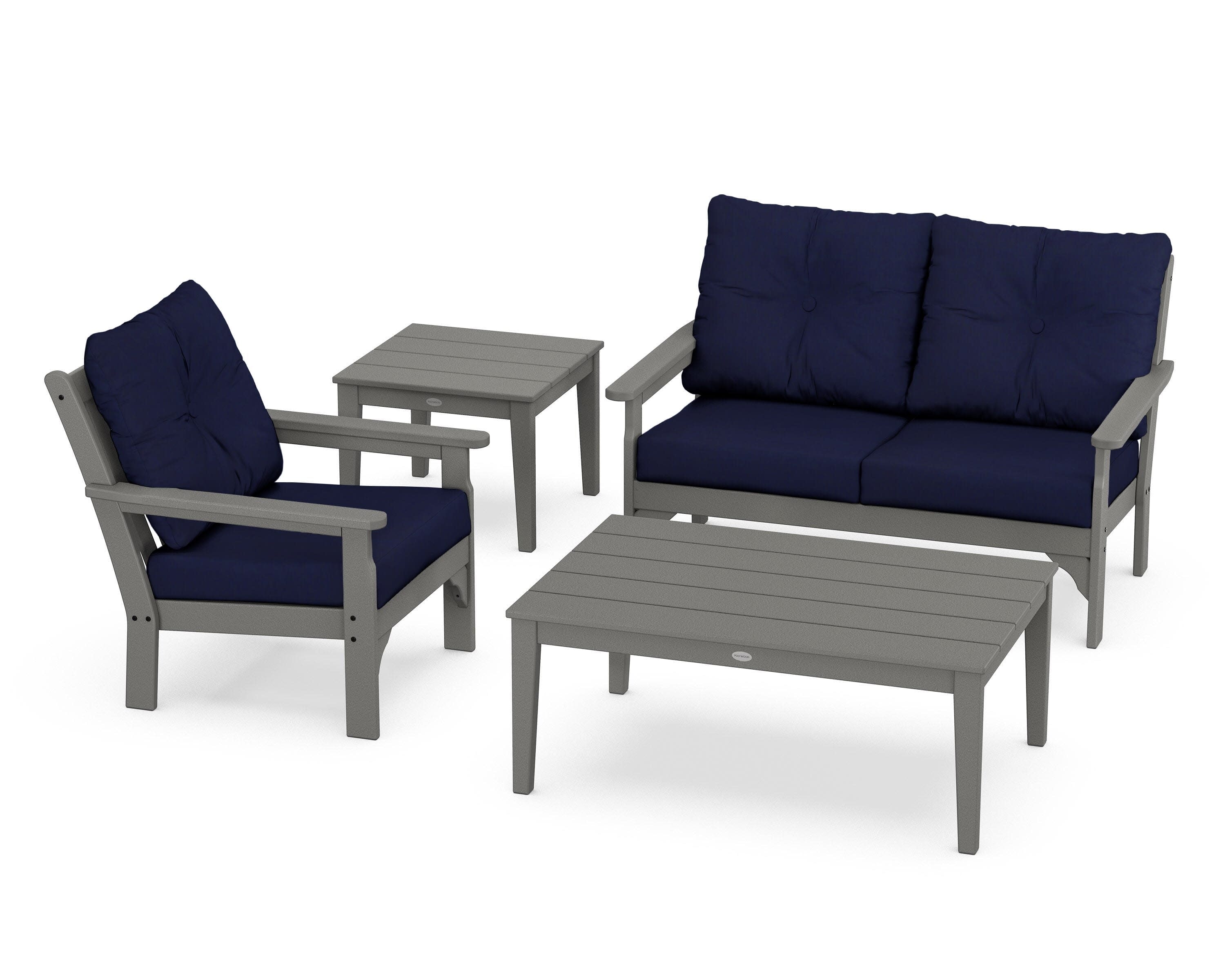 Vineyard 4-Piece Deep Seating Set in Slate Grey / Navy
