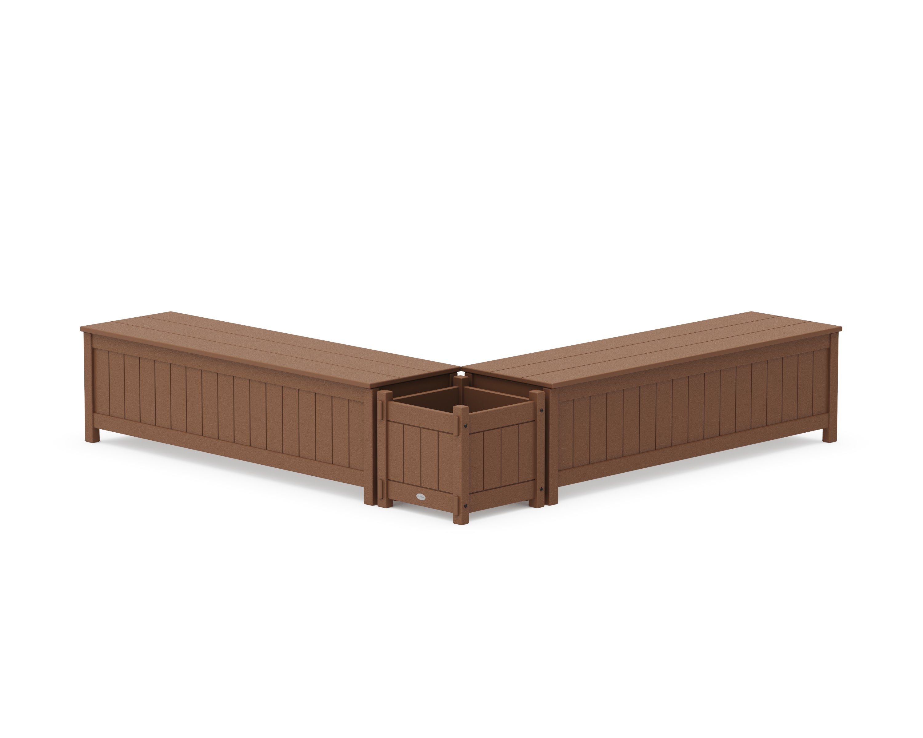 60" Vineyard L- Shaped Planter Storage Bench Set in Teak