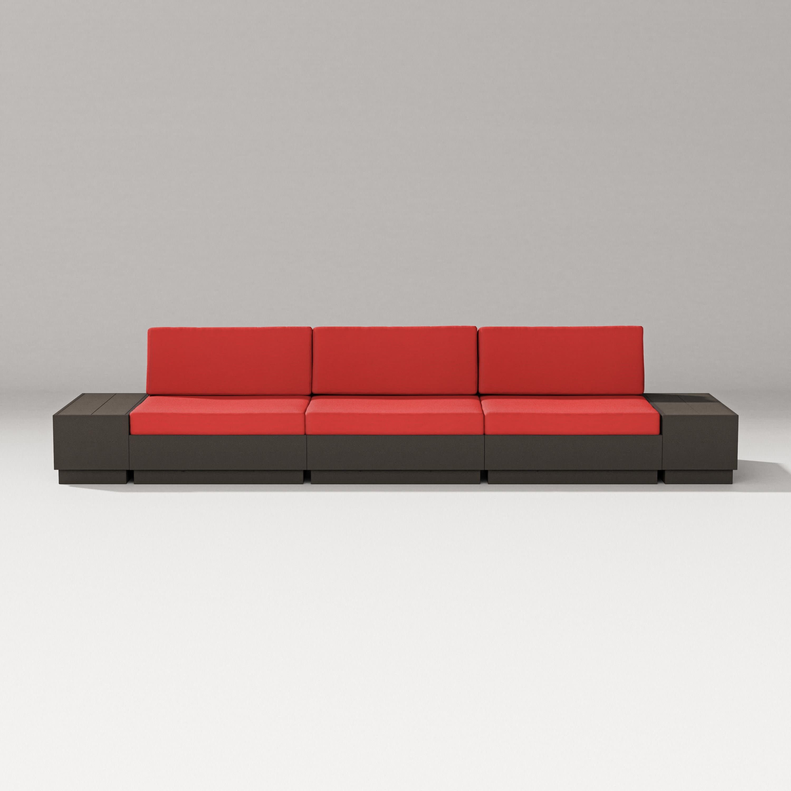 Elevate Straight Sectional in Vintage Coffee / Crimson Linen