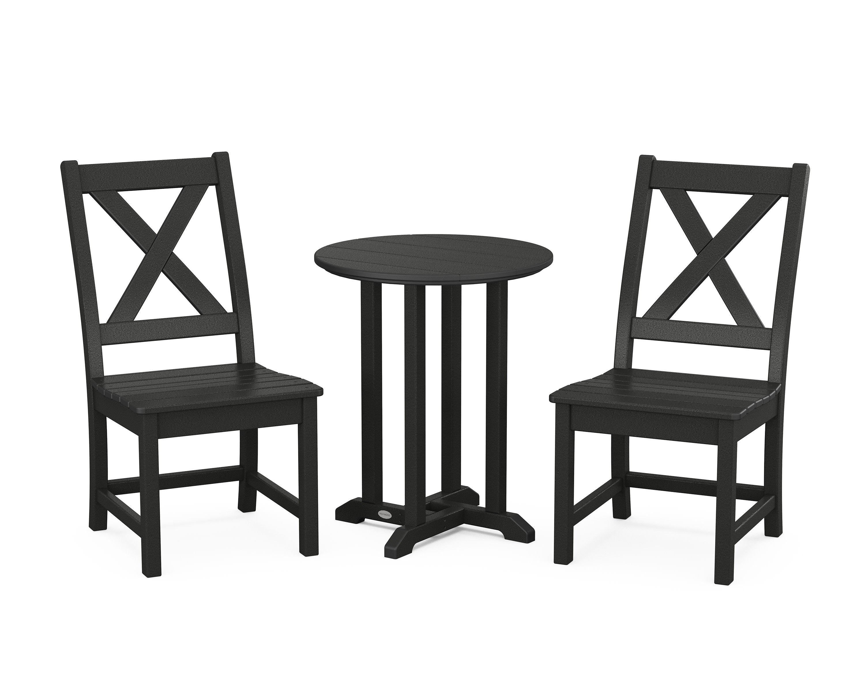 Braxton Side Chair 3-Piece Round Bistro Dining Set in Black