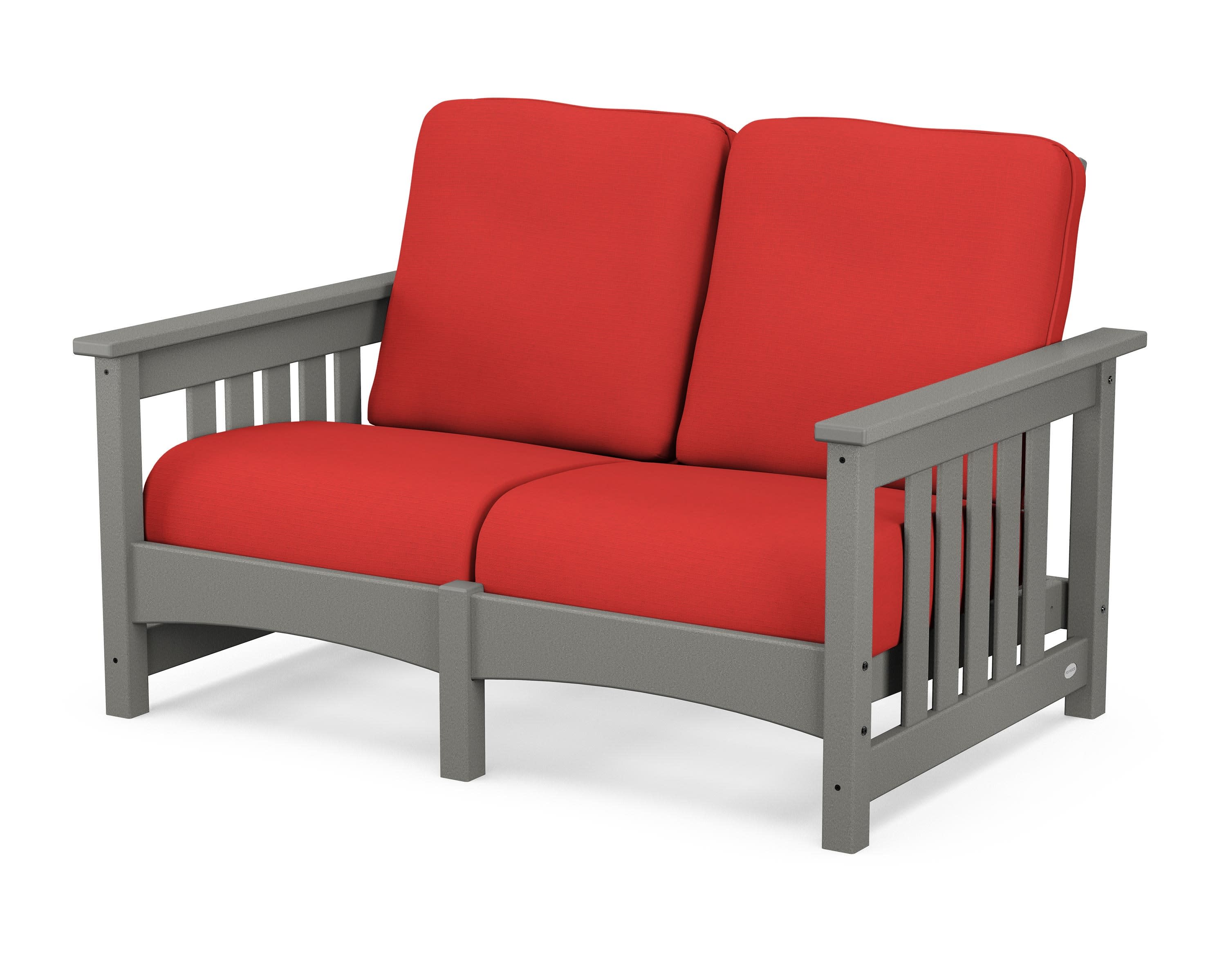 Club Mission Loveseat in Slate Grey / Crimson Linen