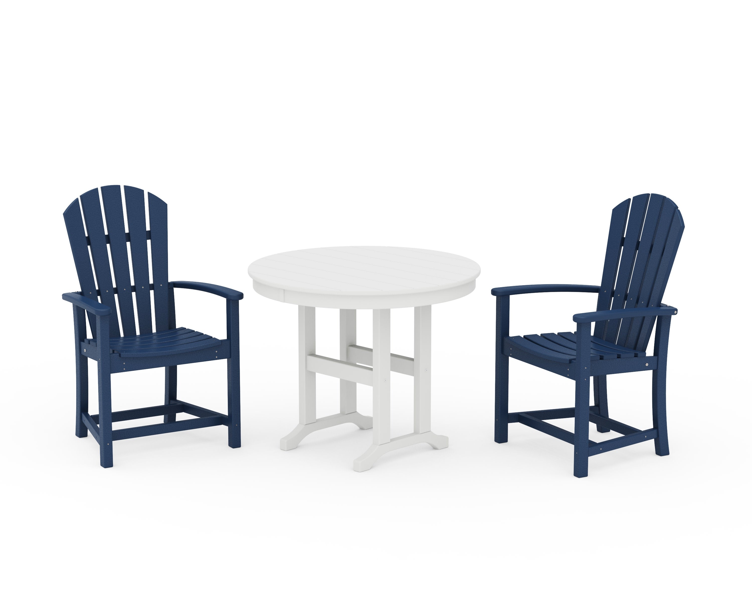 Palm Coast 3-Piece Round Farmhouse Dining Set in Navy / White