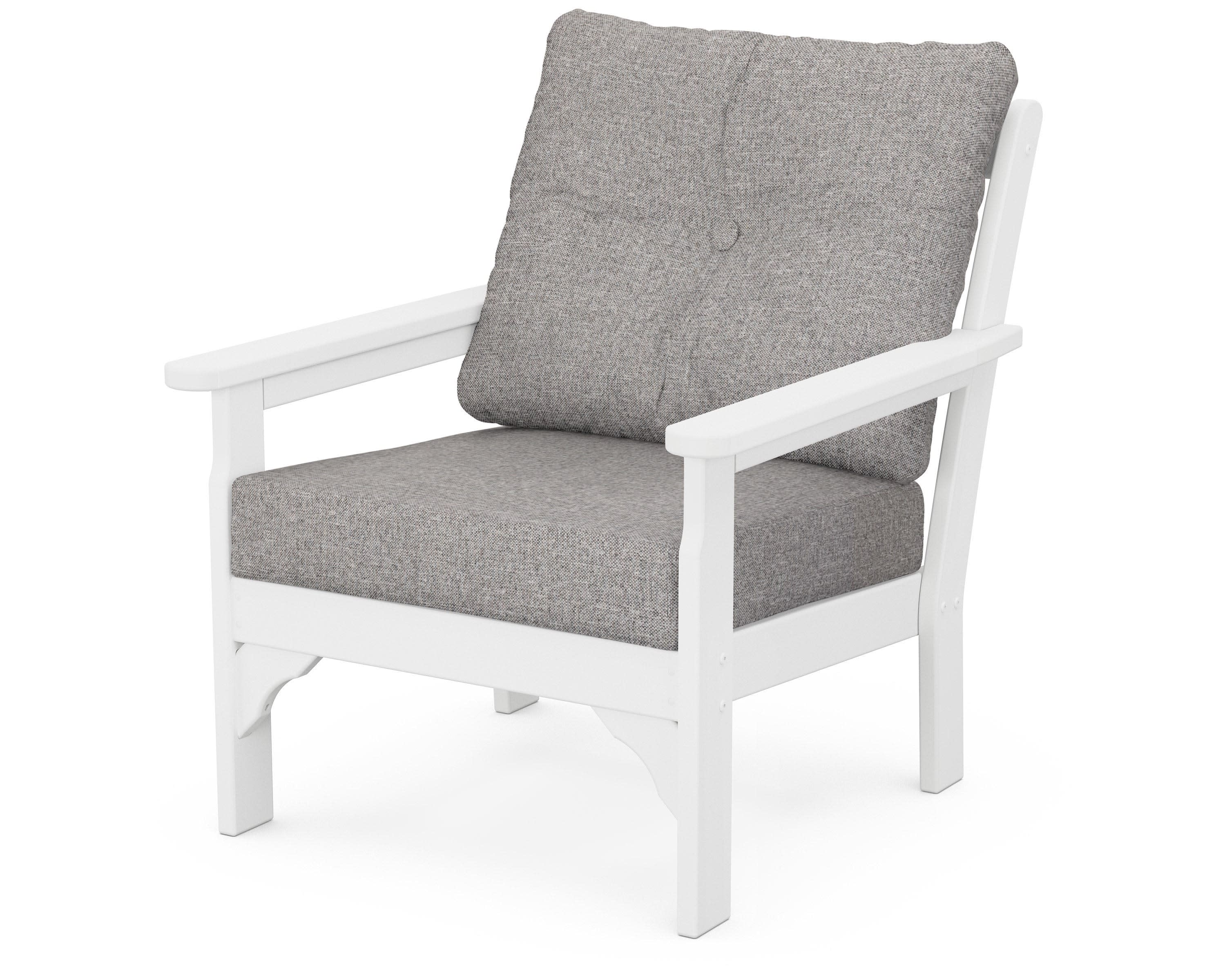Vineyard Deep Seating Chair in White / Grey Mist