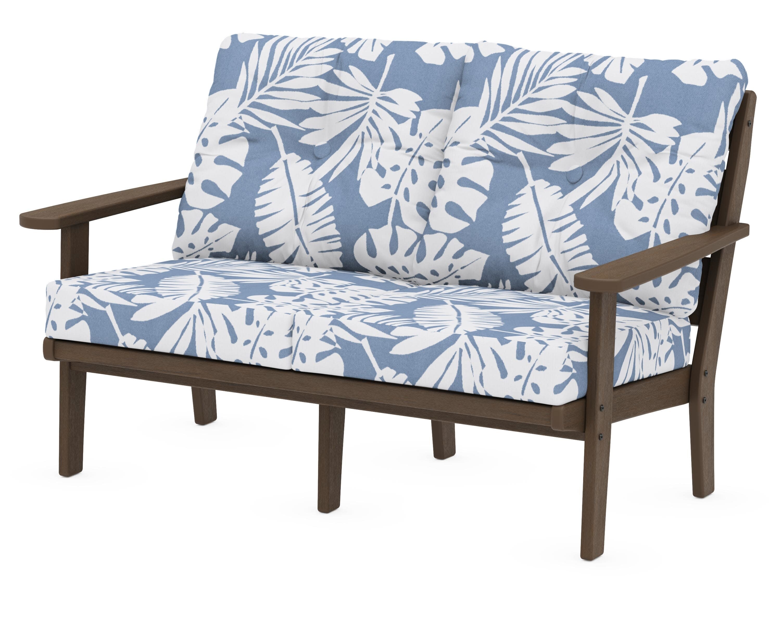 Lakeside Deep Seating Loveseat in Kona / Leaf Sky Blue