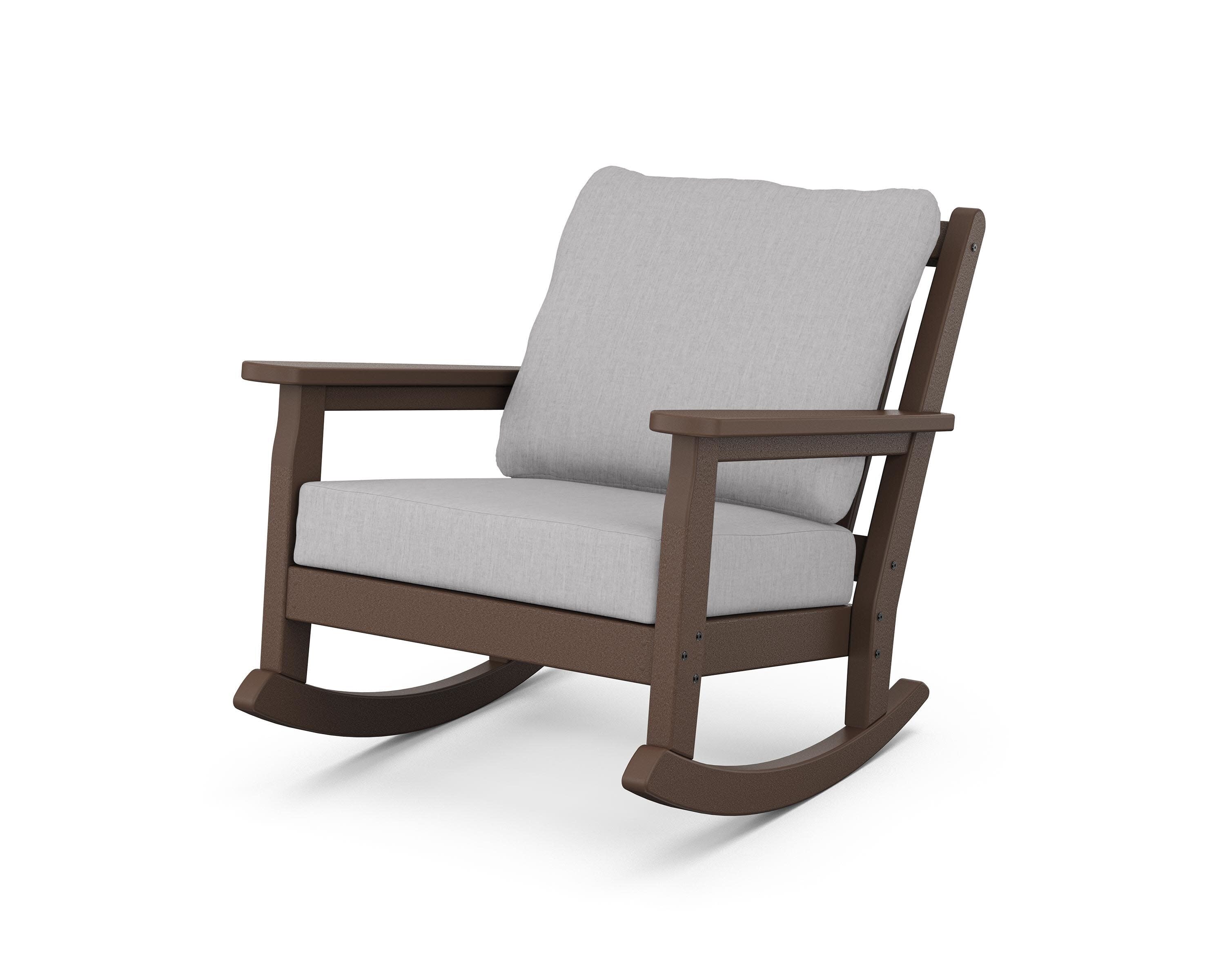 Chippendale Deep Seating Rocking Chair in Mahogany / Granite