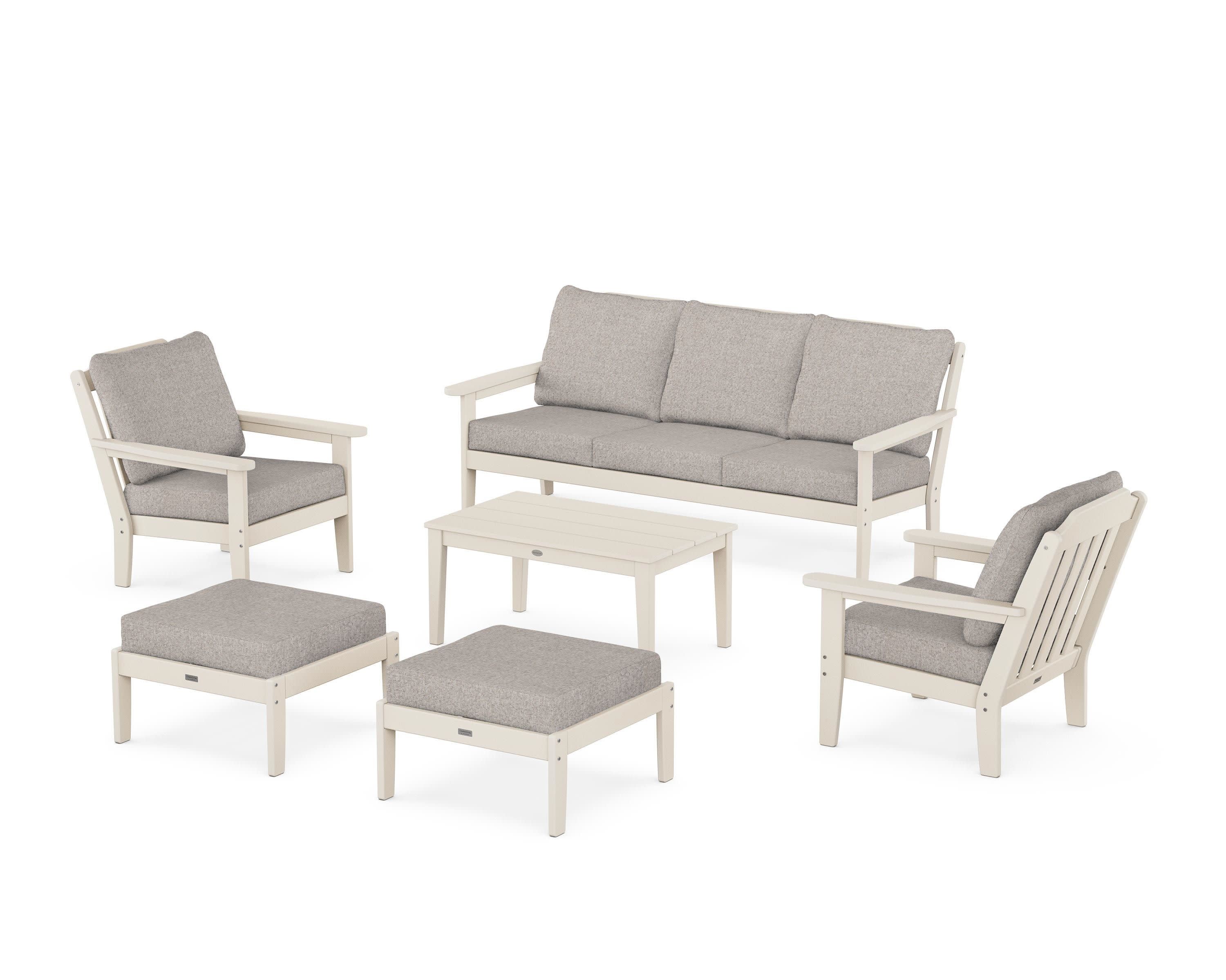 Cottage 6-Piece Lounge Sofa Set in Sand / Weathered Tweed