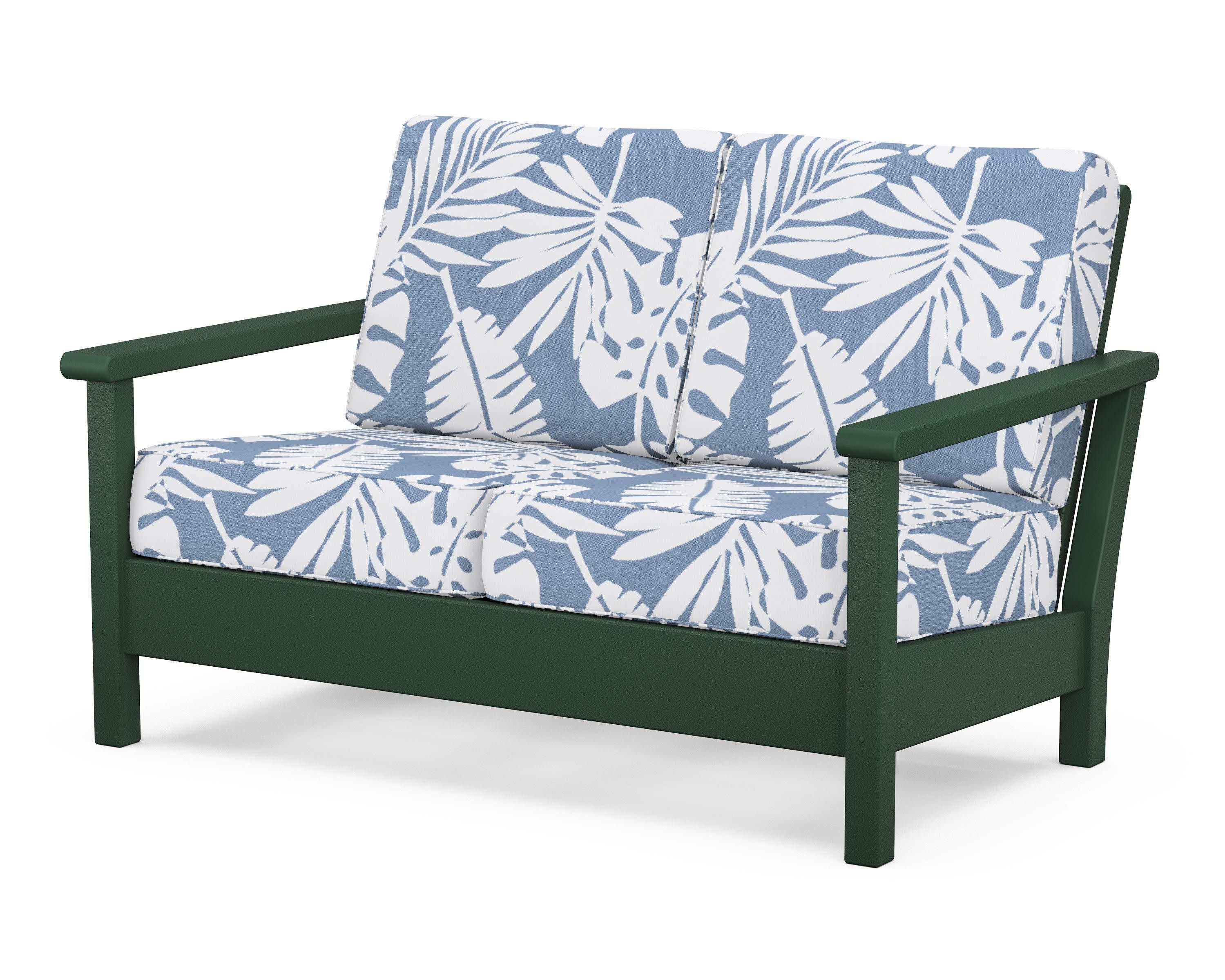 Harbour Deep Seating Loveseat in Green / Leaf Sky Blue