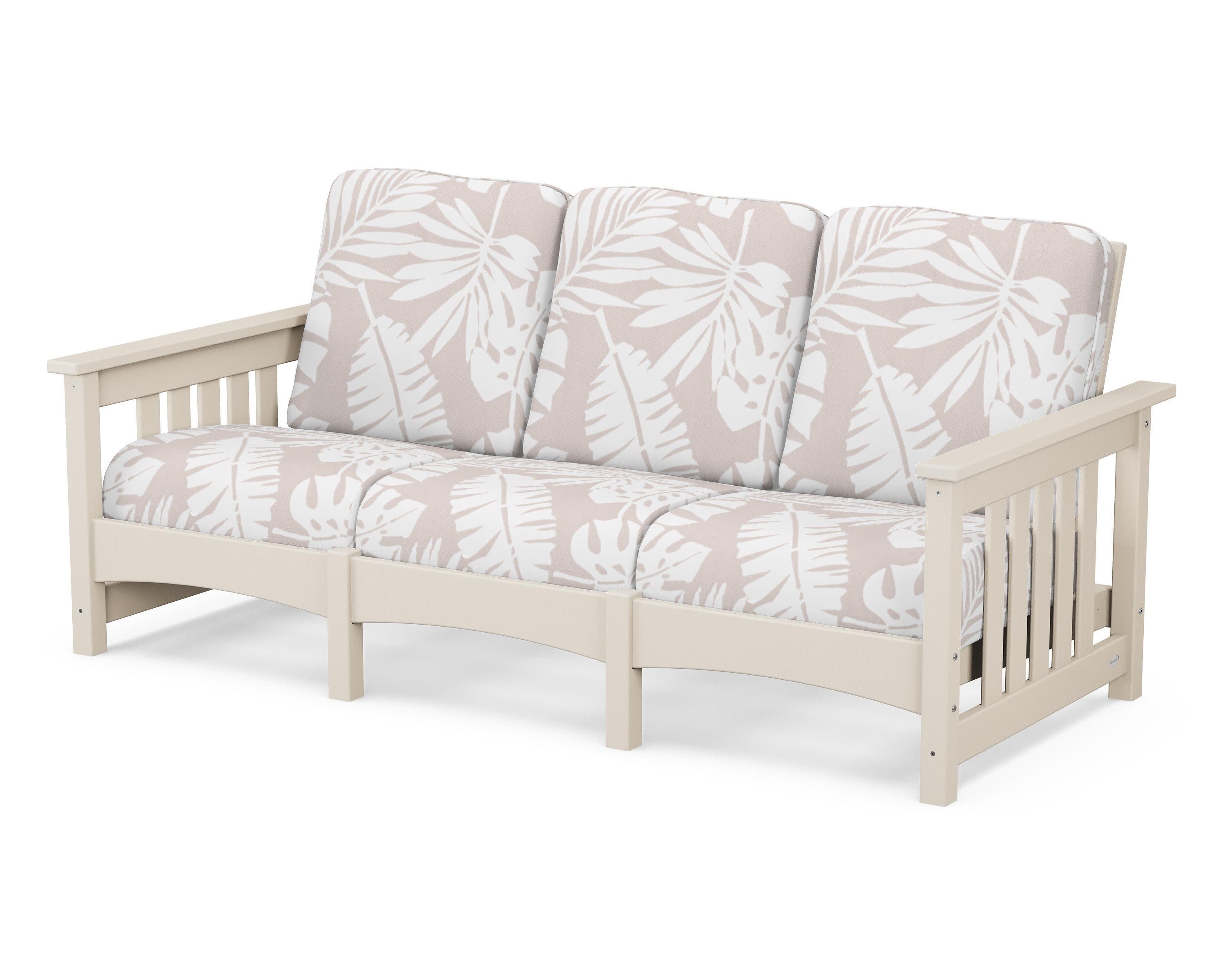 Club Mission Sofa in Sand / Leaf Dune Burlap