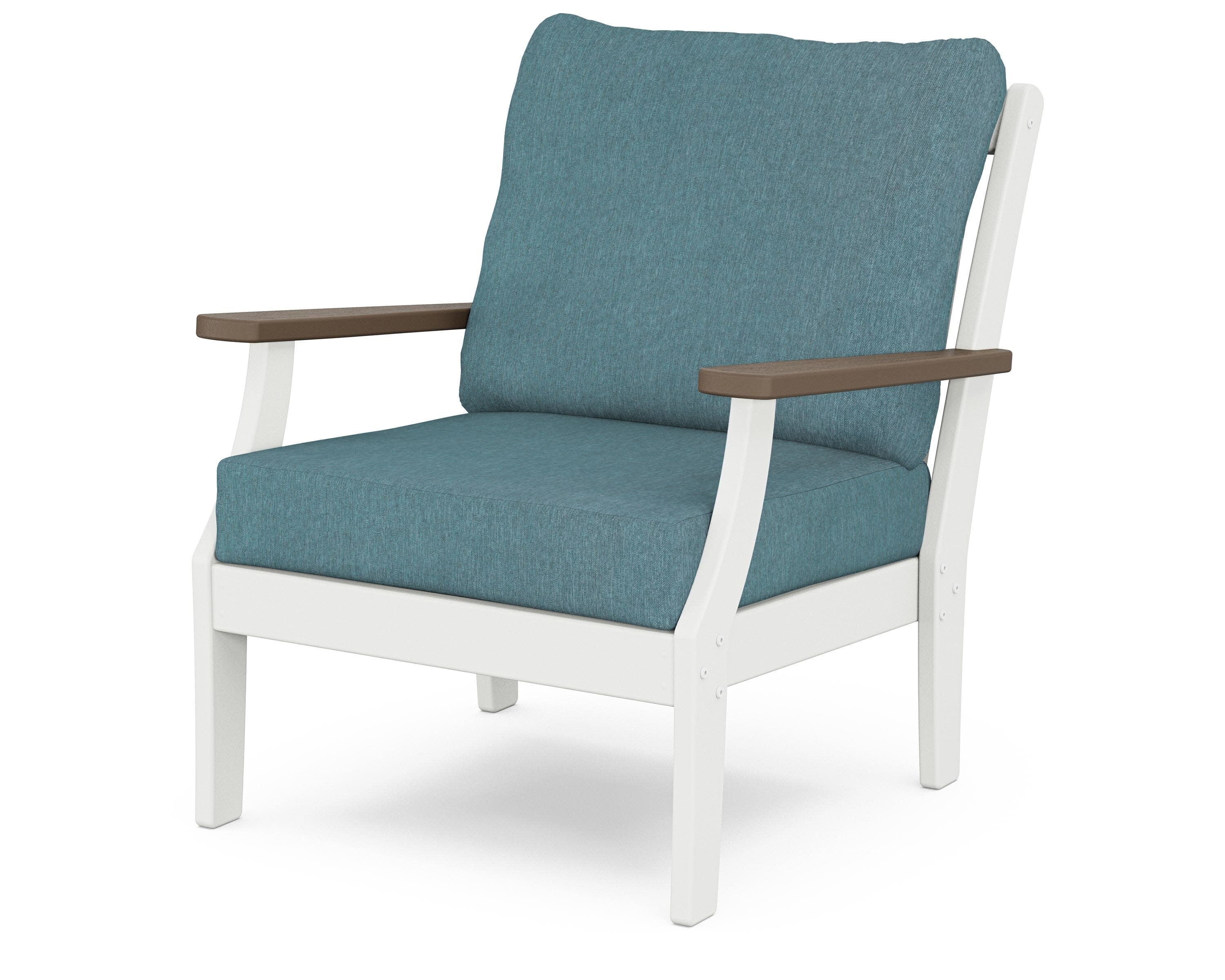 Braxton Deep Seating Chair in White / Kona / Ocean Teal