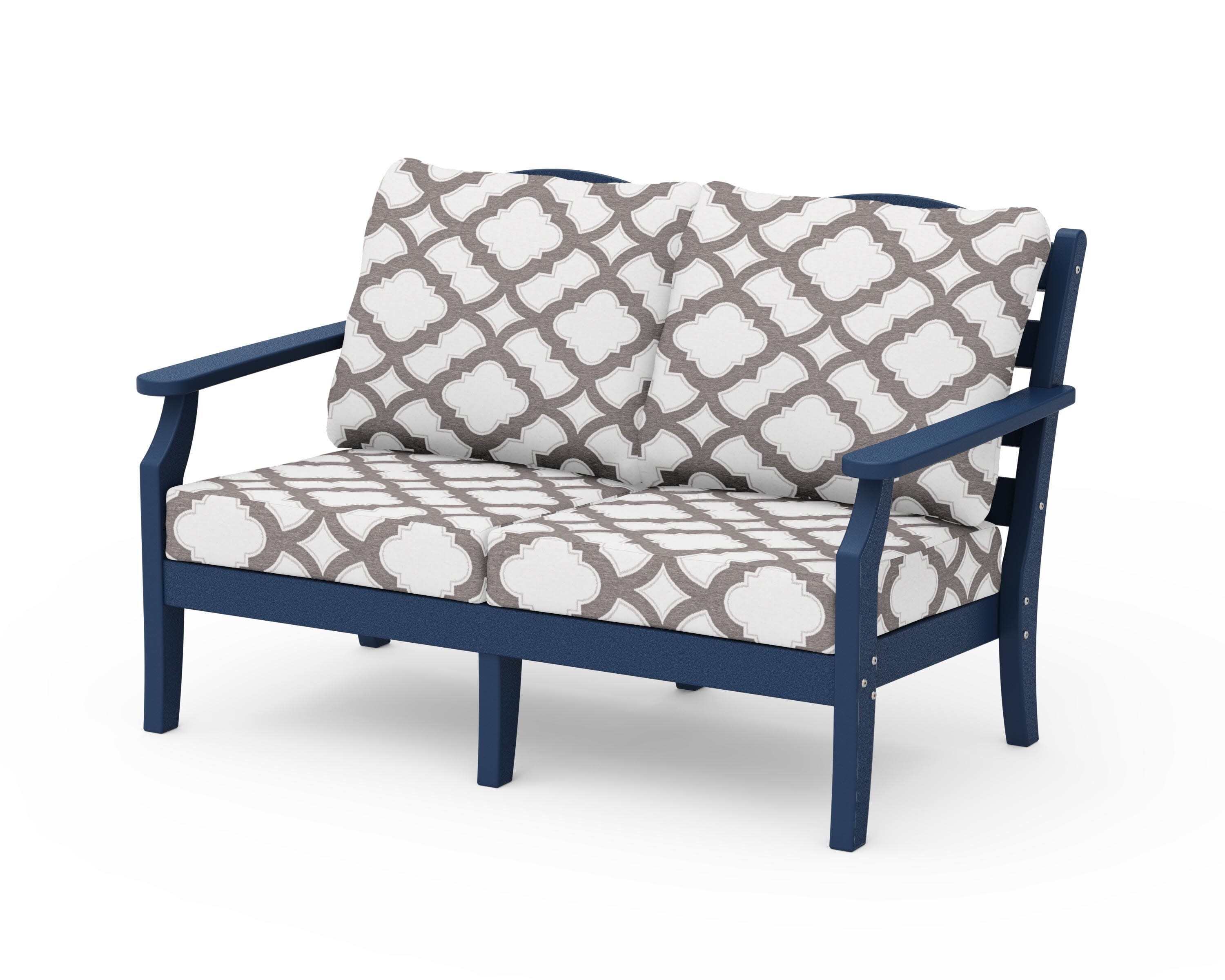 Savannah Deep Seating Loveseat in Navy / Trellis Grey Mist