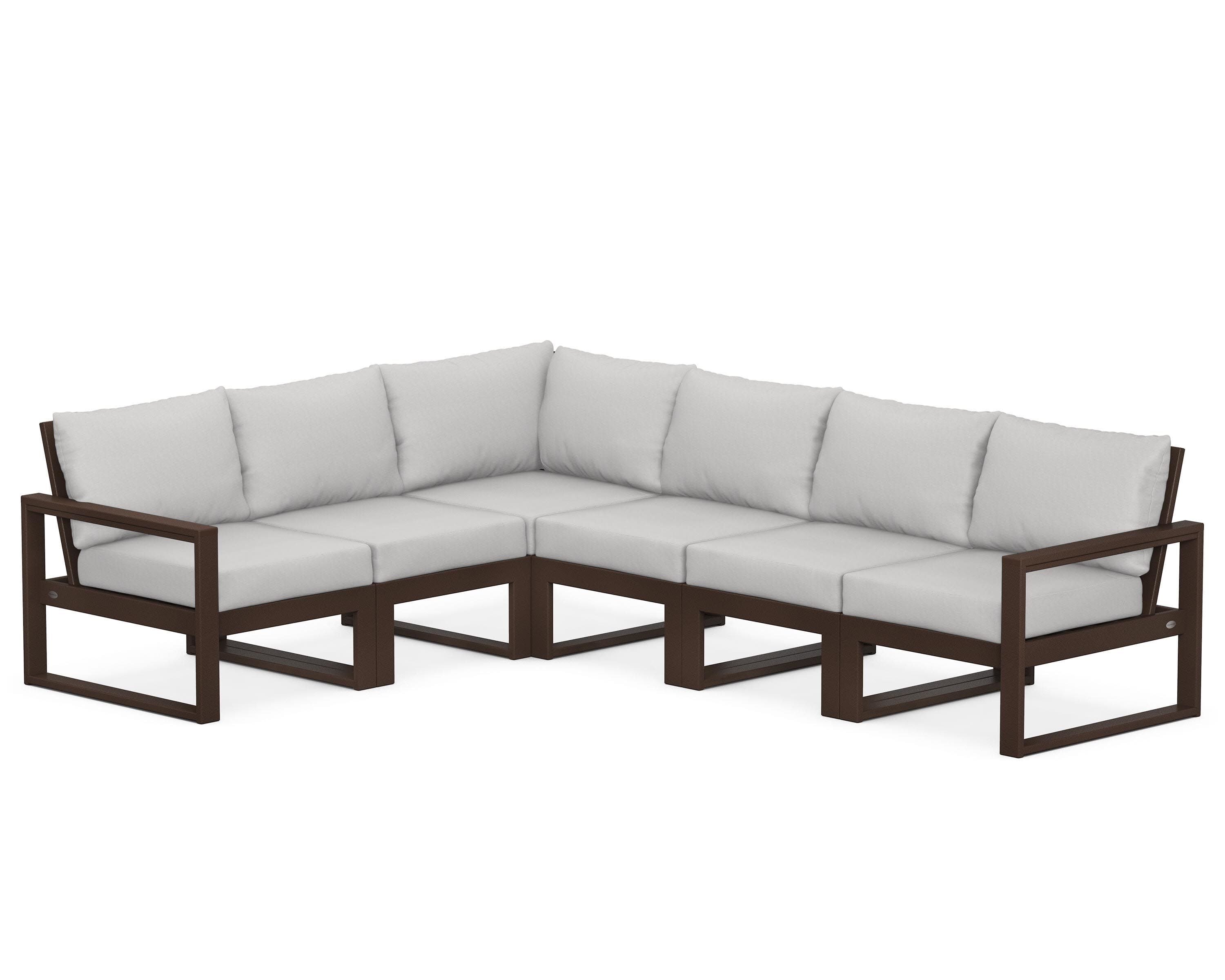 EDGE 6-Piece Modular Deep Seating Set in Mahogany / Diamond in the Rough