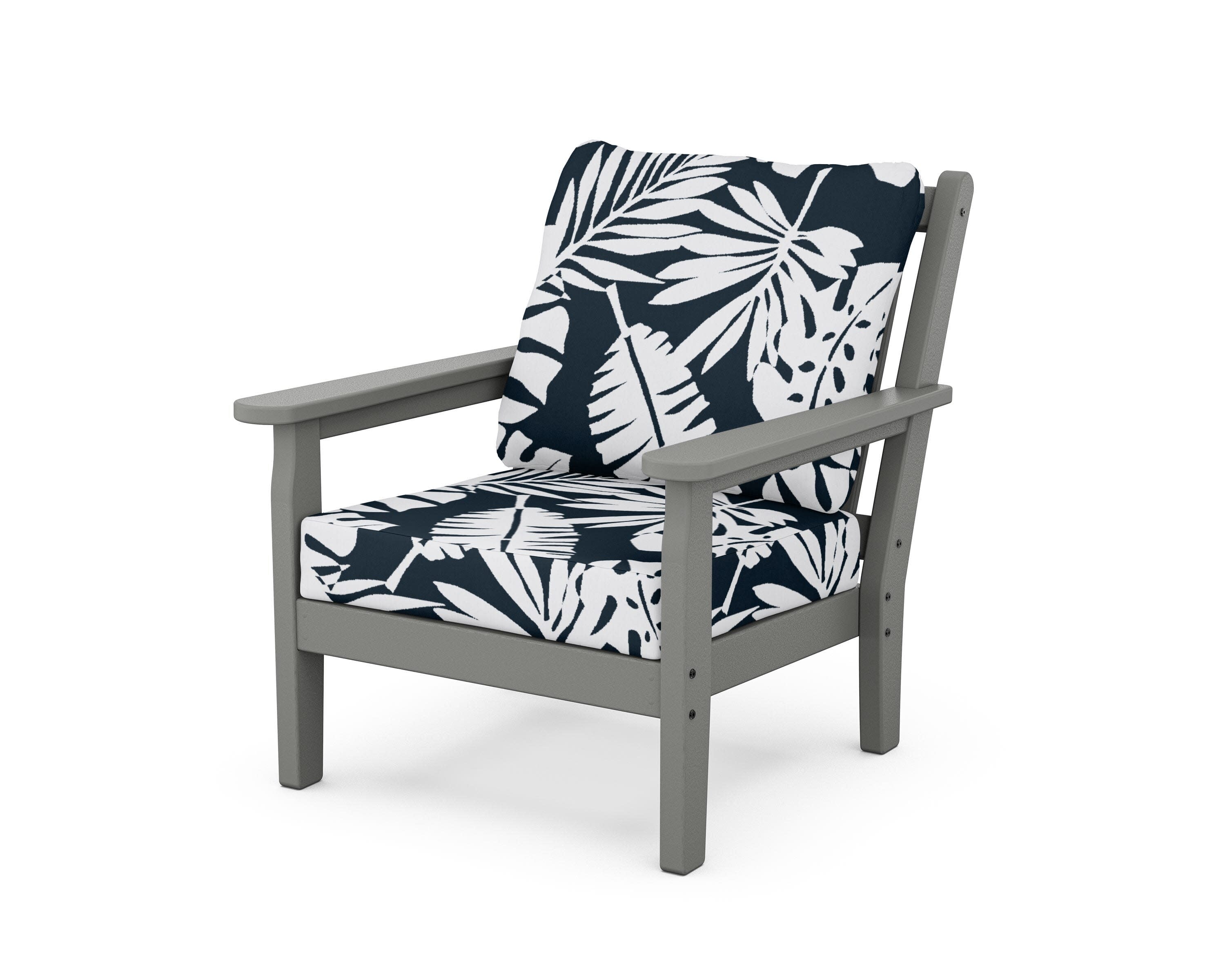 Chippendale Deep Seating Chair in Slate Grey / Leaf Marine Indigo