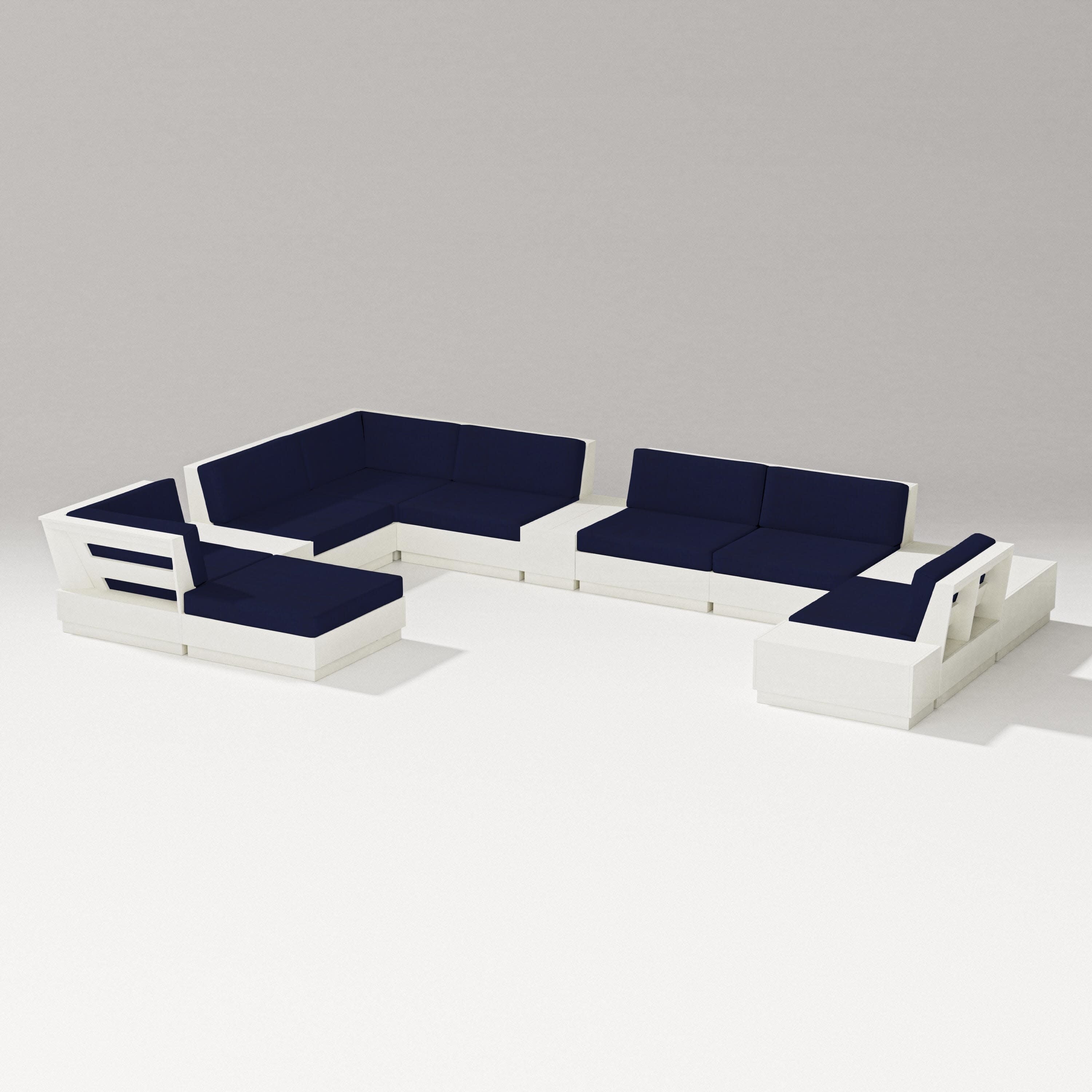 Elevate 12-Piece Conversation Sectional Set in Vintage White / Navy