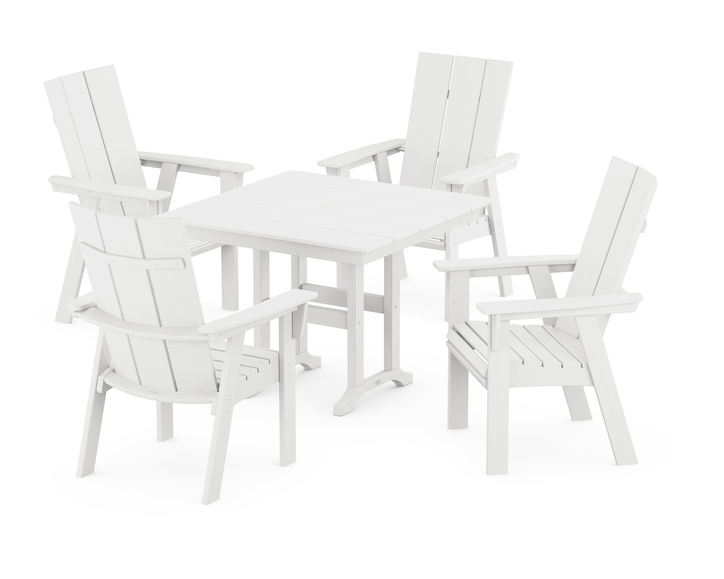 Modern Adirondack 5-Piece Farmhouse Dining Set in Vintage White