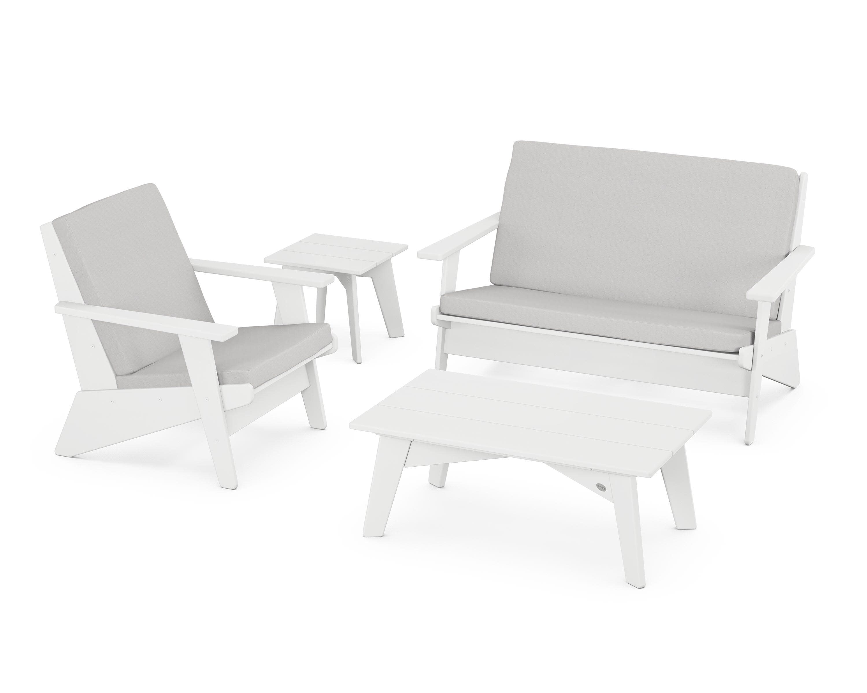 Riviera Modern Lounge 4-Piece Set in White / Diamond in the Rough