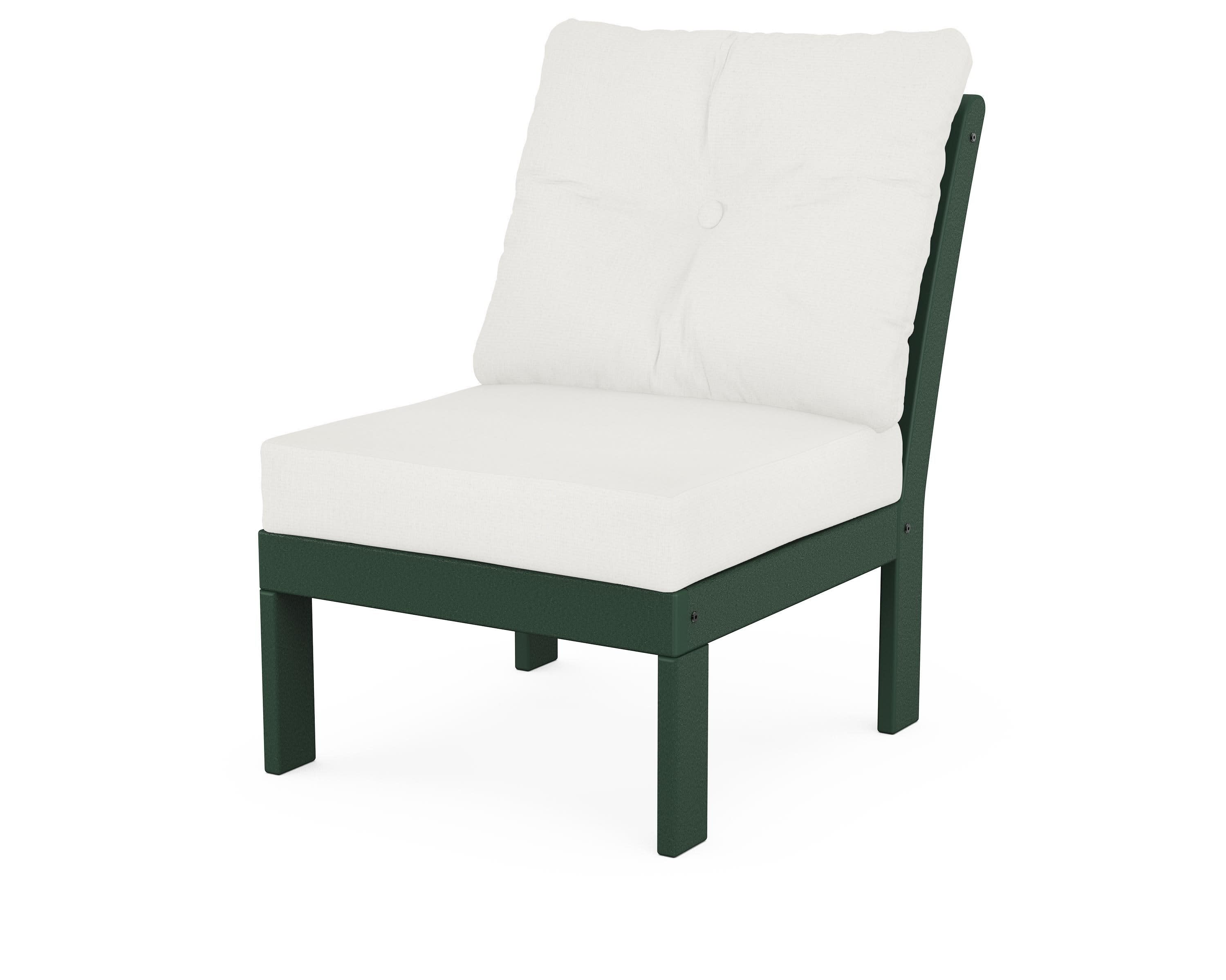 Vineyard Modular Armless Chair in Green / Natural Linen