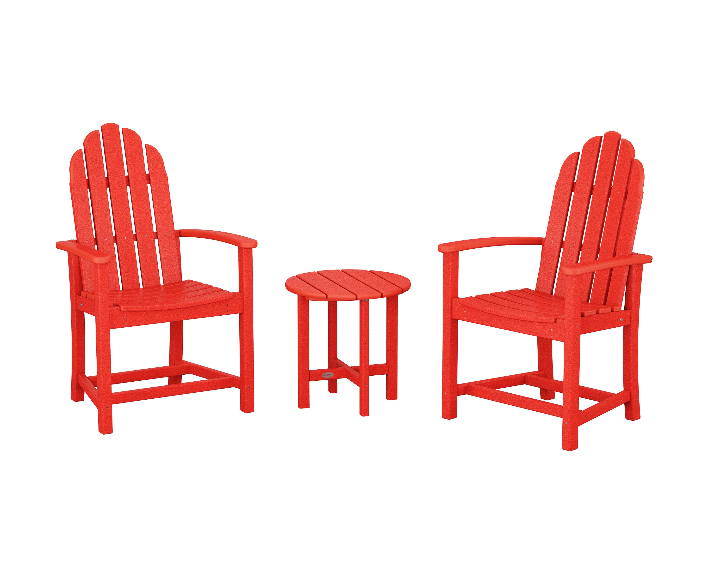 Classic 3-Piece Upright Adirondack Chair Set in Sunset Red