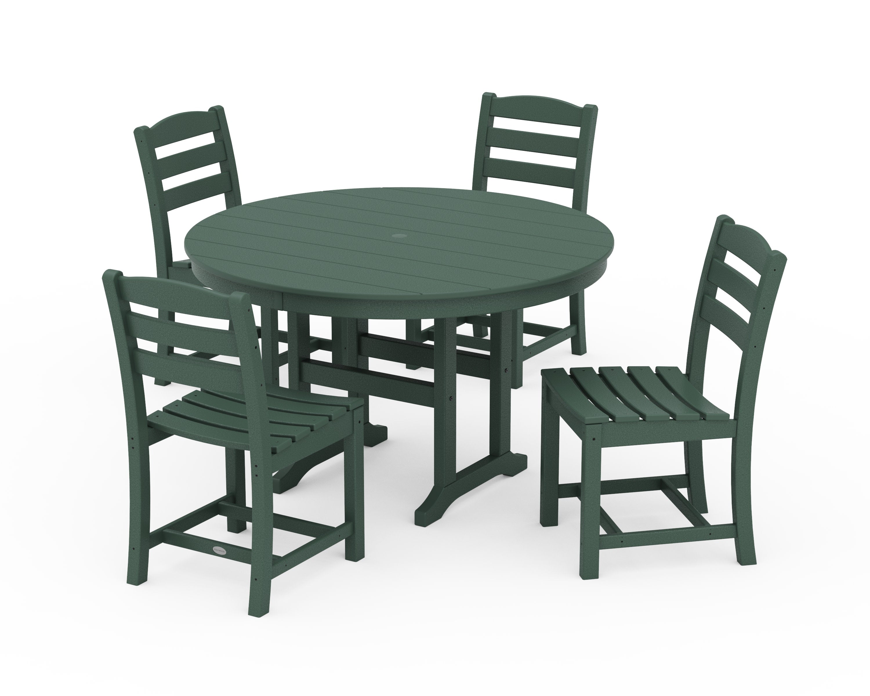 La Casa Caf Side Chair 5-Piece Round Farmhouse Dining Set in Green