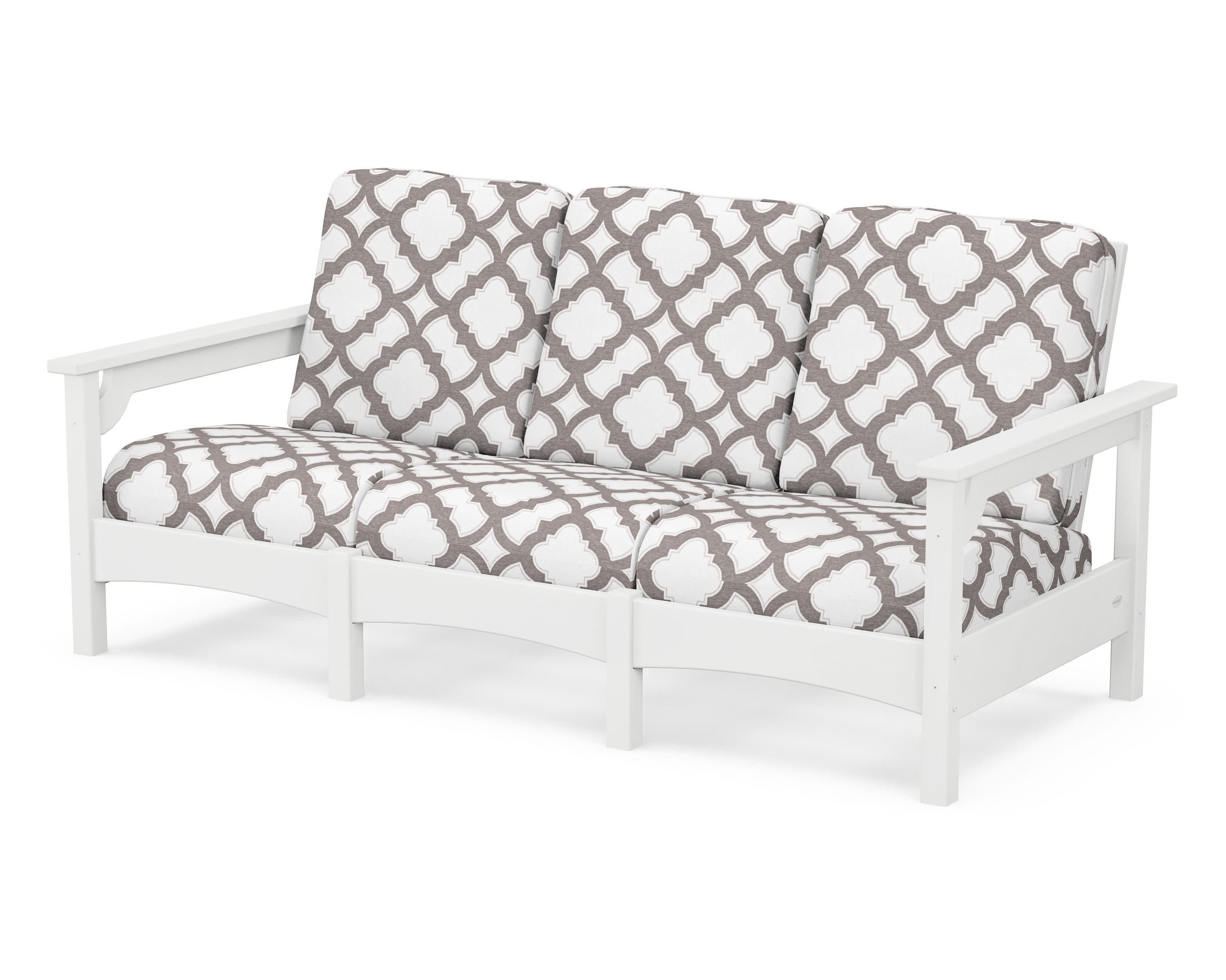 Club Sofa in White / Trellis Grey Mist
