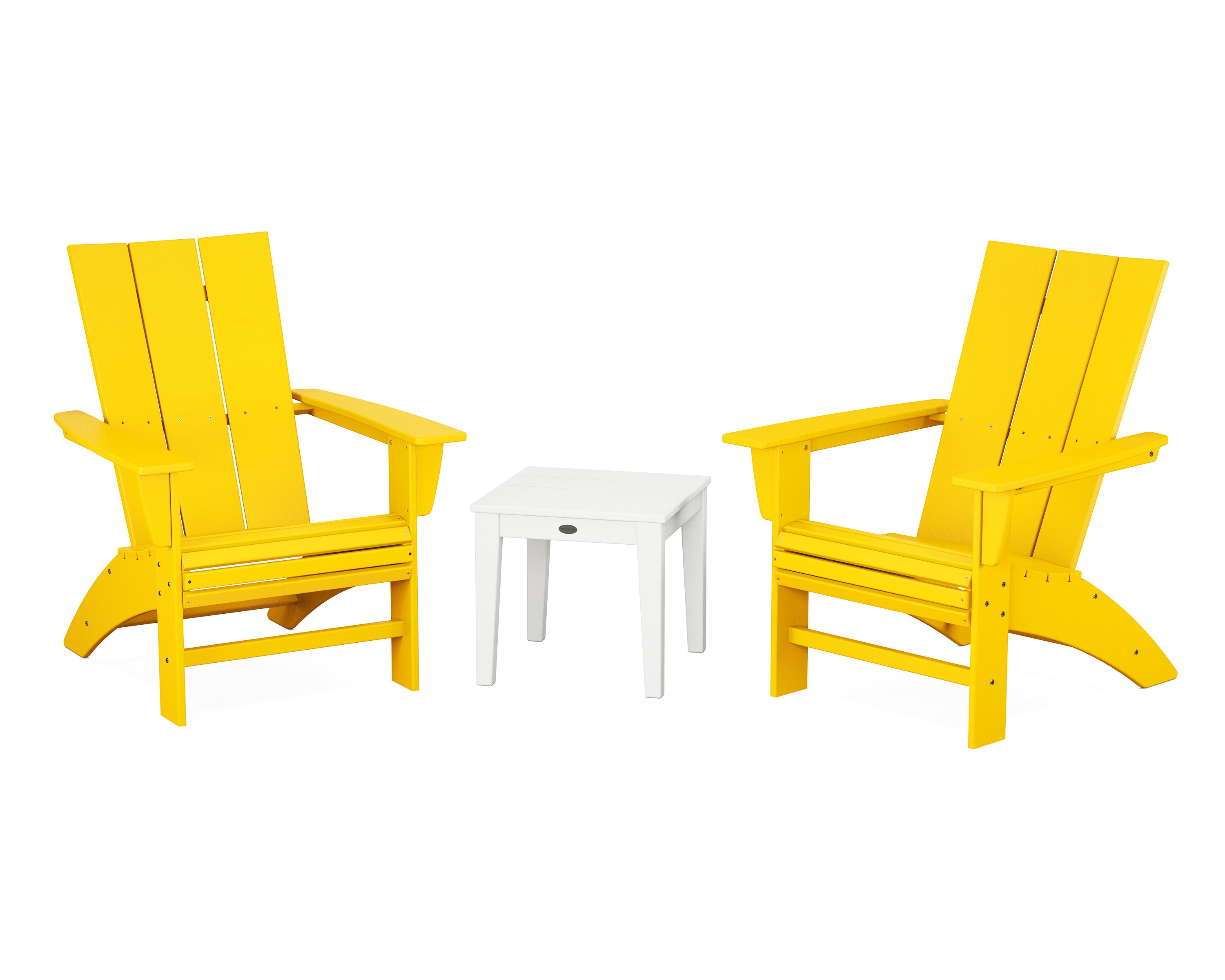 Modern 3-Piece Curveback Adirondack Set in Lemon / White
