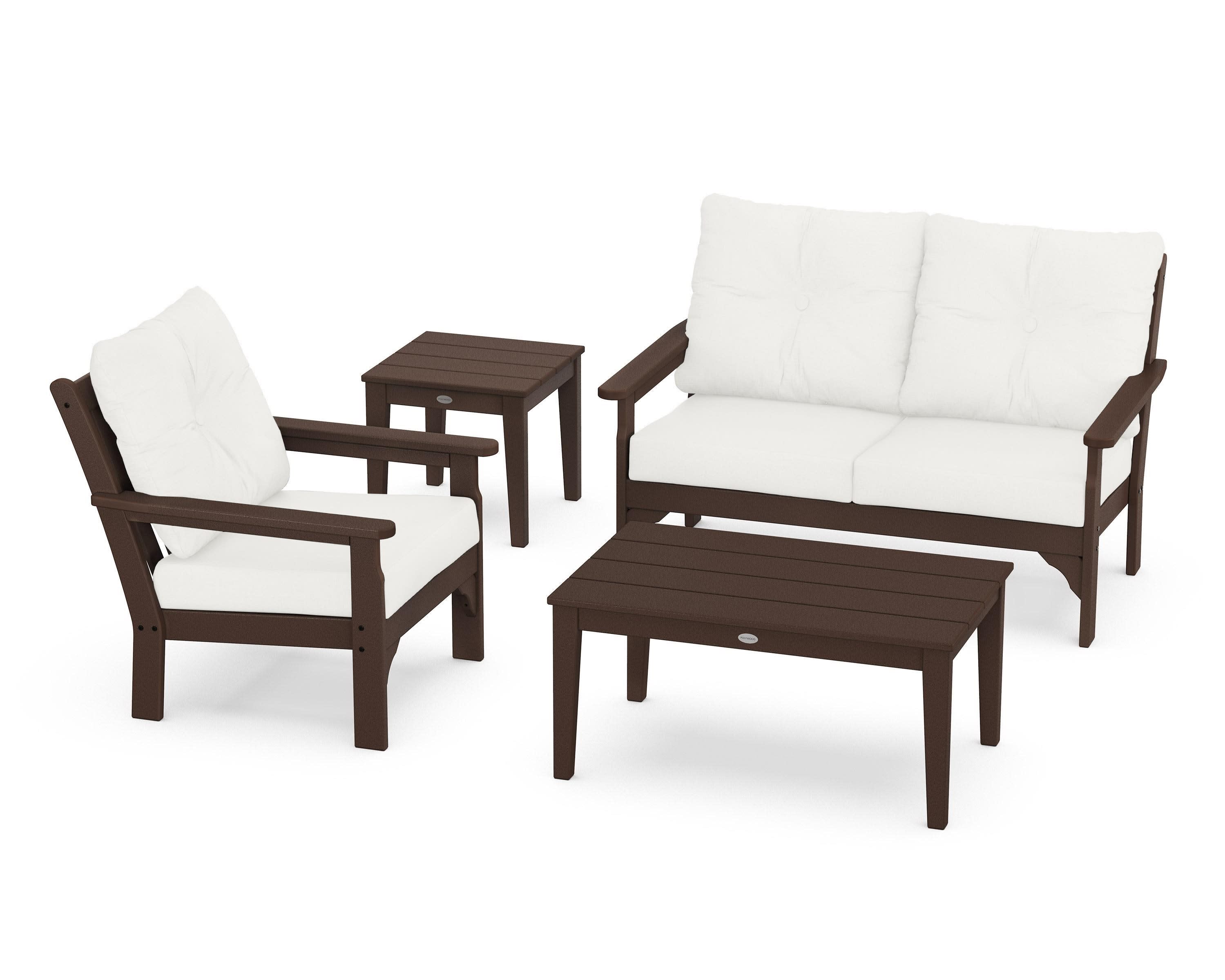 Vineyard 4-Piece Deep Seating Set in Mahogany / Natural Linen