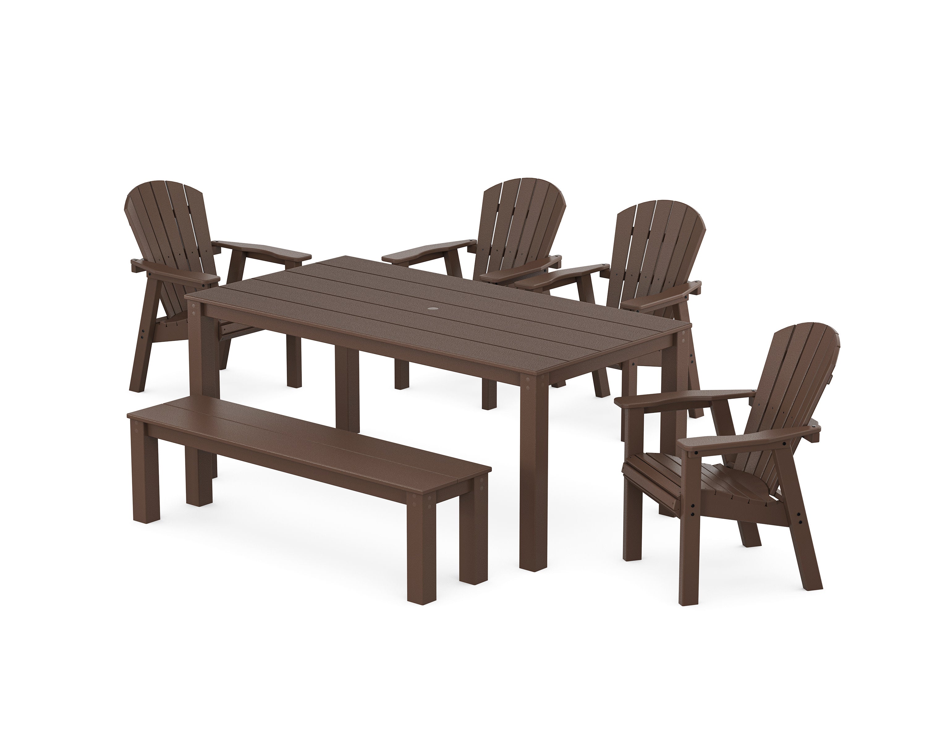 Seashell 6-Piece Parsons Dining Set with Bench in Mahogany