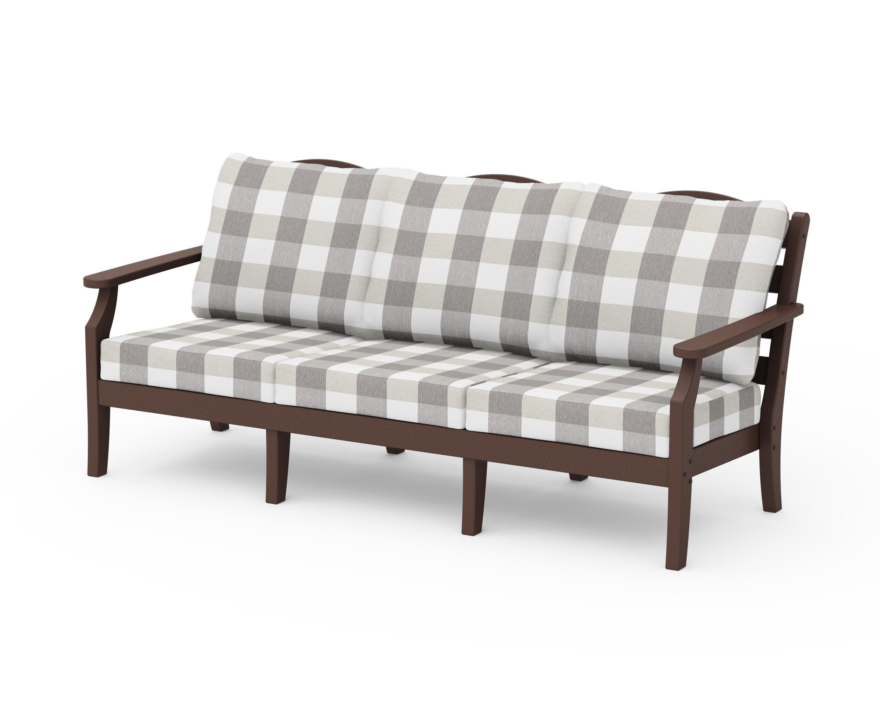 Savannah Deep Seating Sofa in Mahogany / Buffalo Plaid Grey Mist