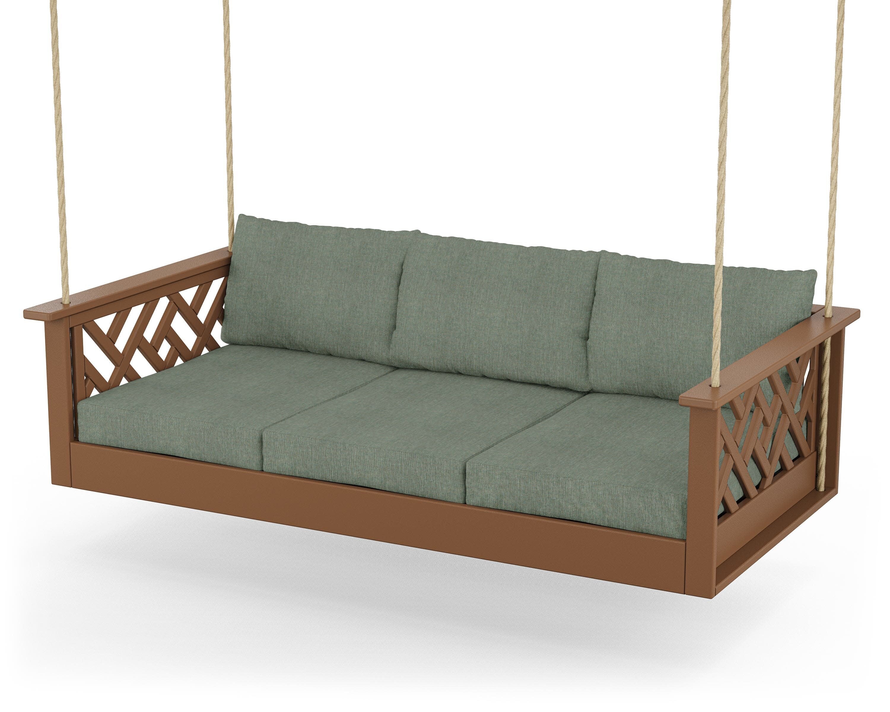 Chippendale Daybed Swing in Teak / Cast Sage