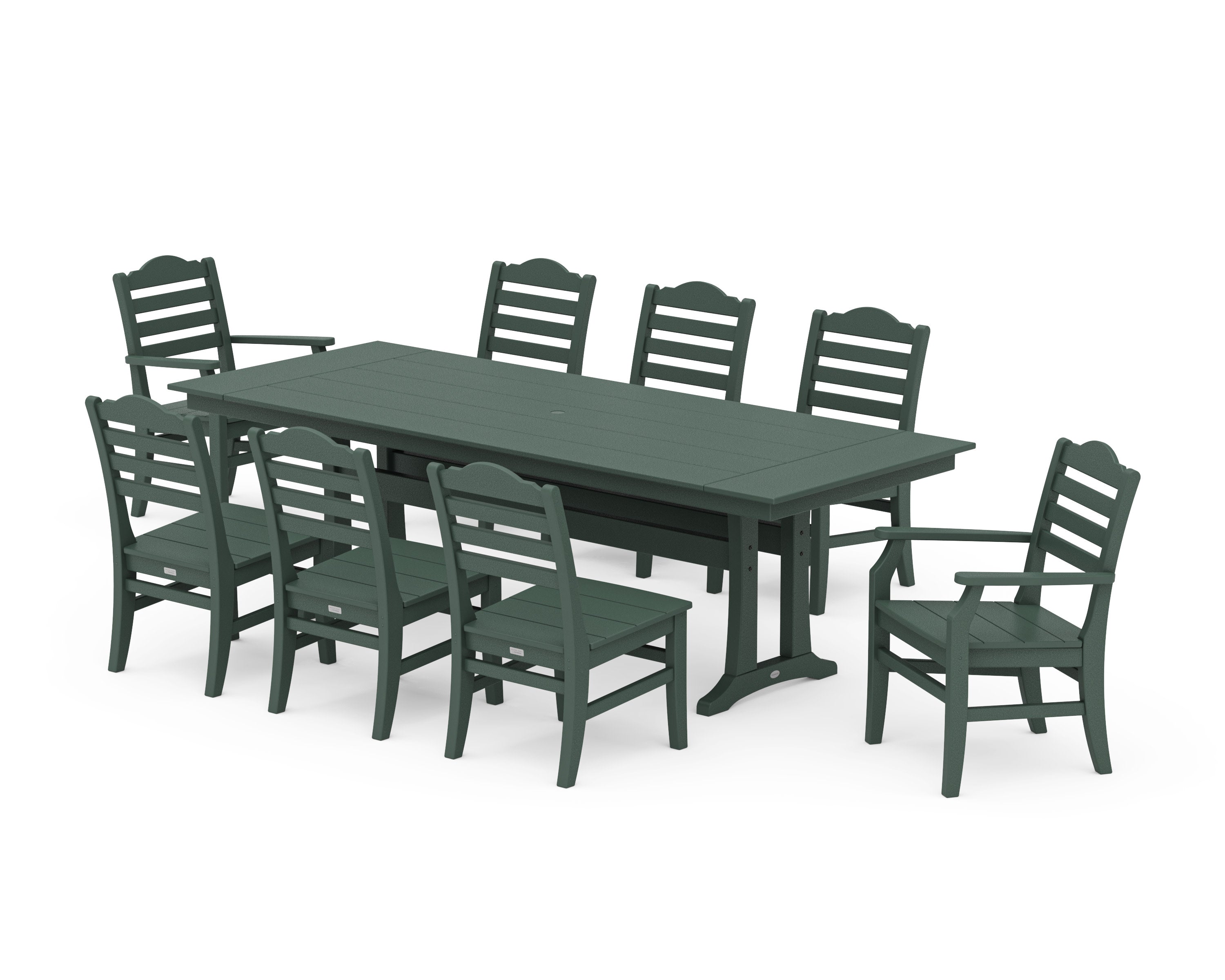 Savannah 9-Piece Farmhouse Dining Set with Trestle Legs in Green