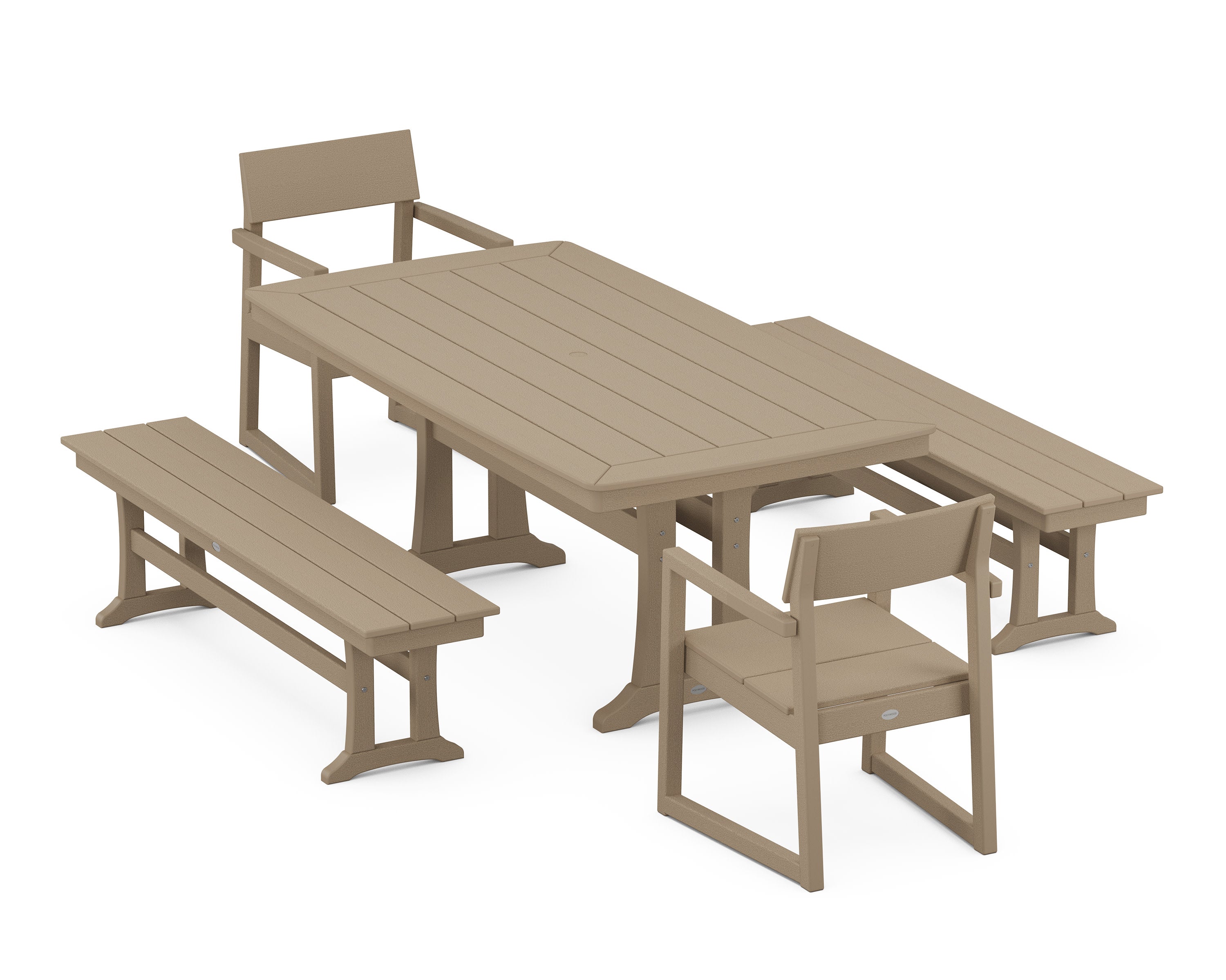 EDGE 5-Piece Dining Set with Trestle Legs in Vintage Sahara