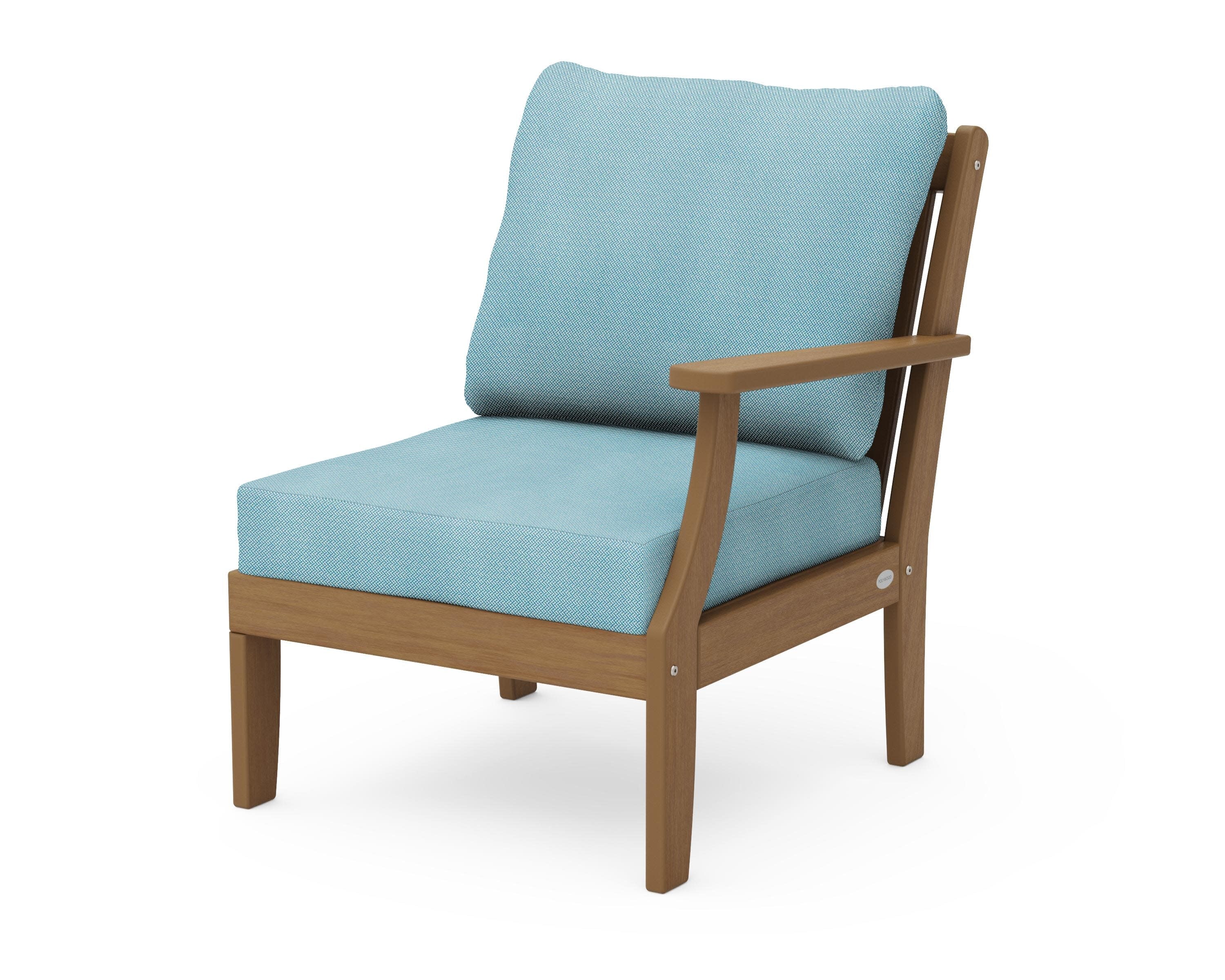 Braxton Modular Right Arm Chair in Natural / Lattice Sky Blue