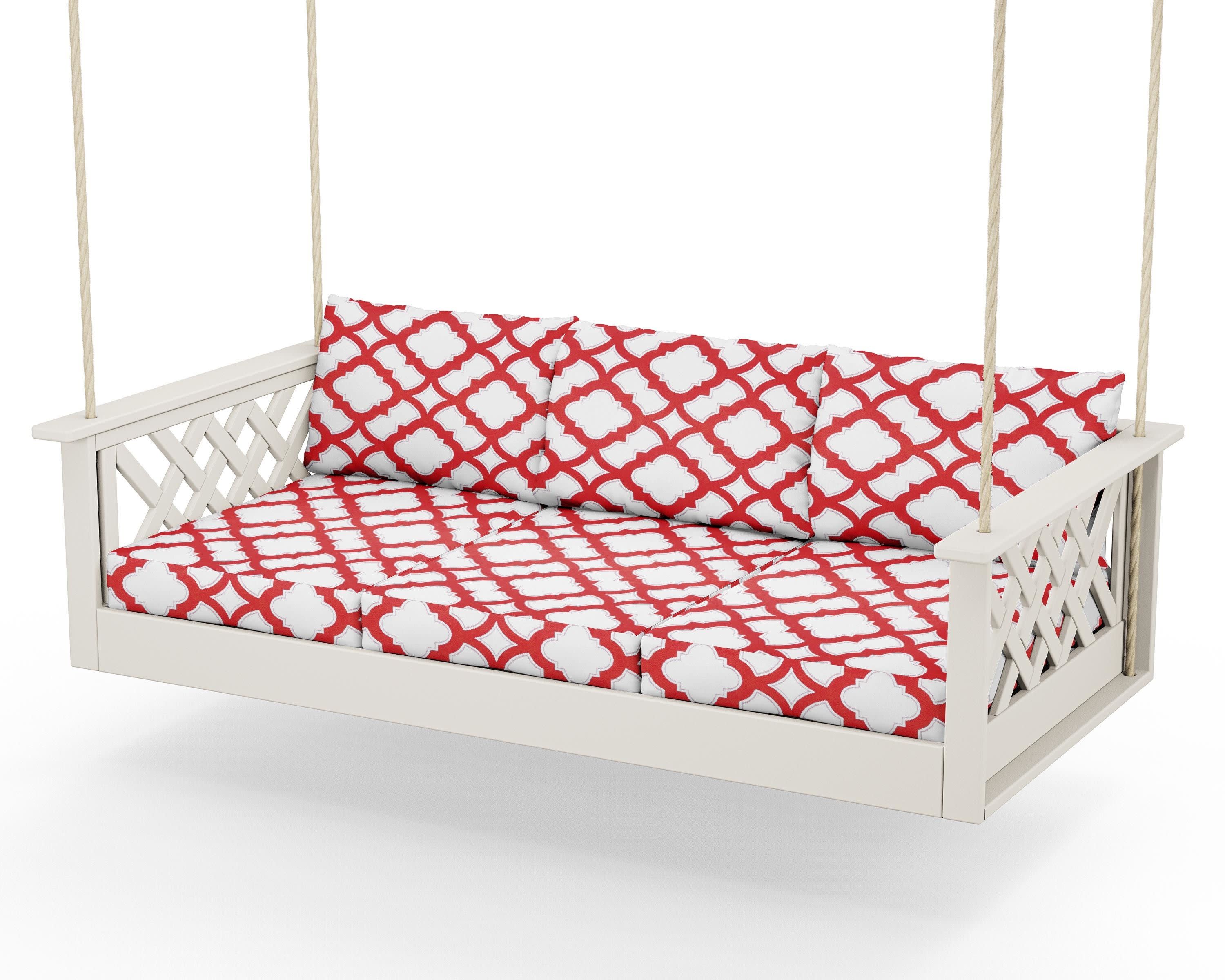 Wovendale Daybed Swing in Sand / Trellis Crimson
