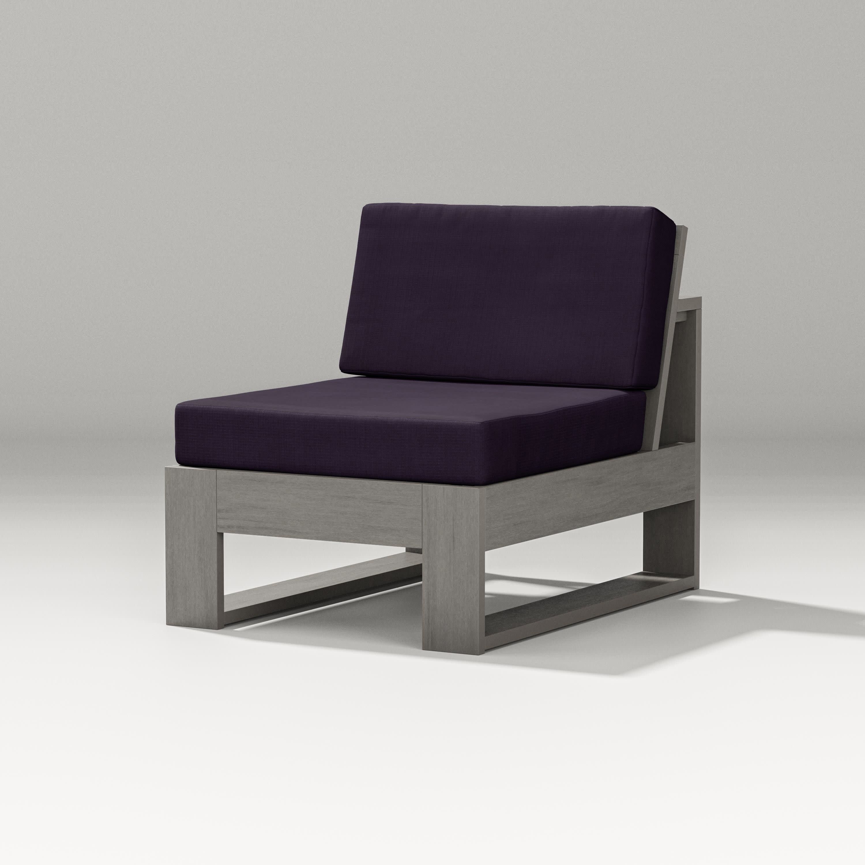 Latitude Modular Armless Chair in Driftwood / Navy Linen