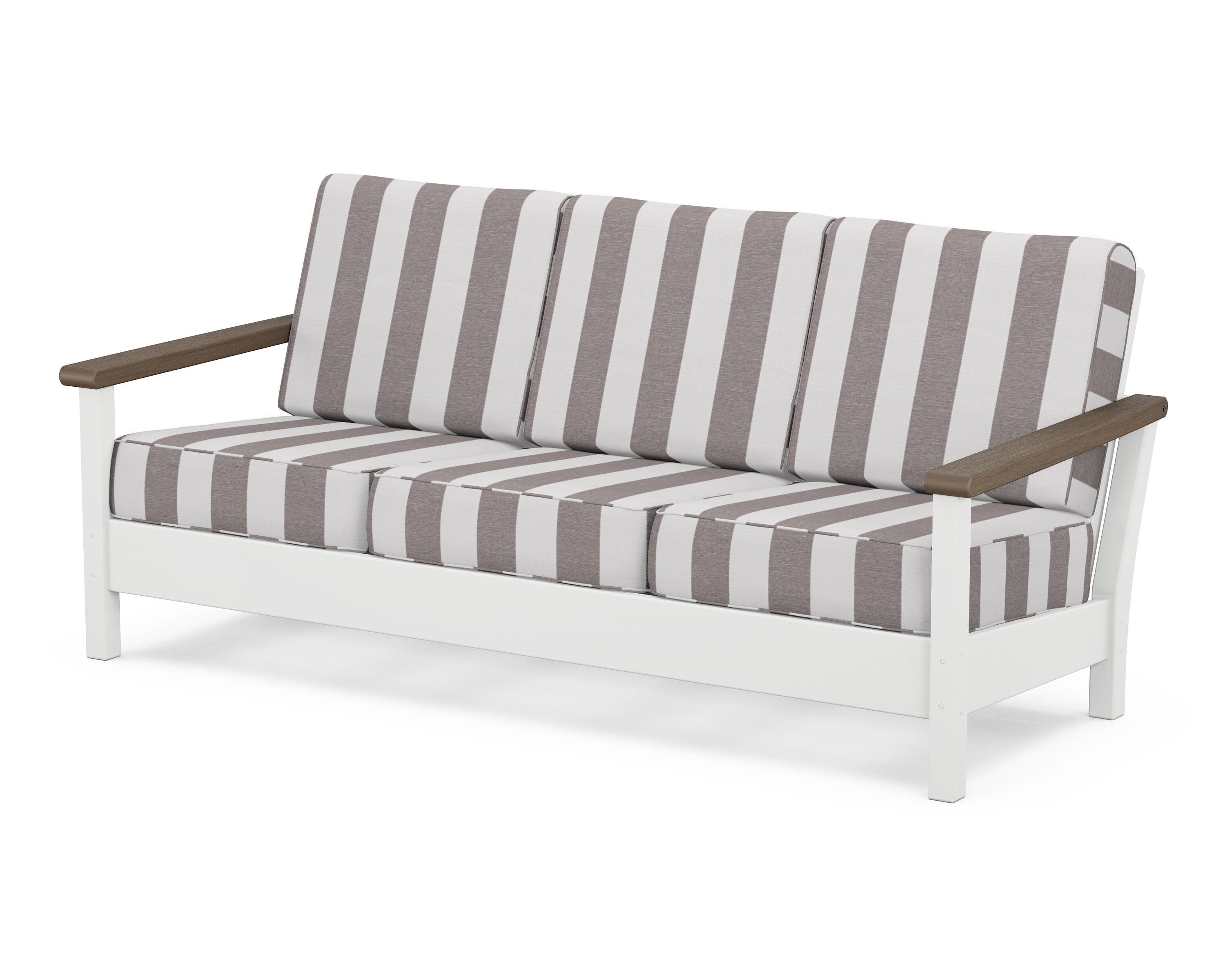 Harbour Deep Seating Sofa in White / Kona / Cabana Stripe Grey Mist