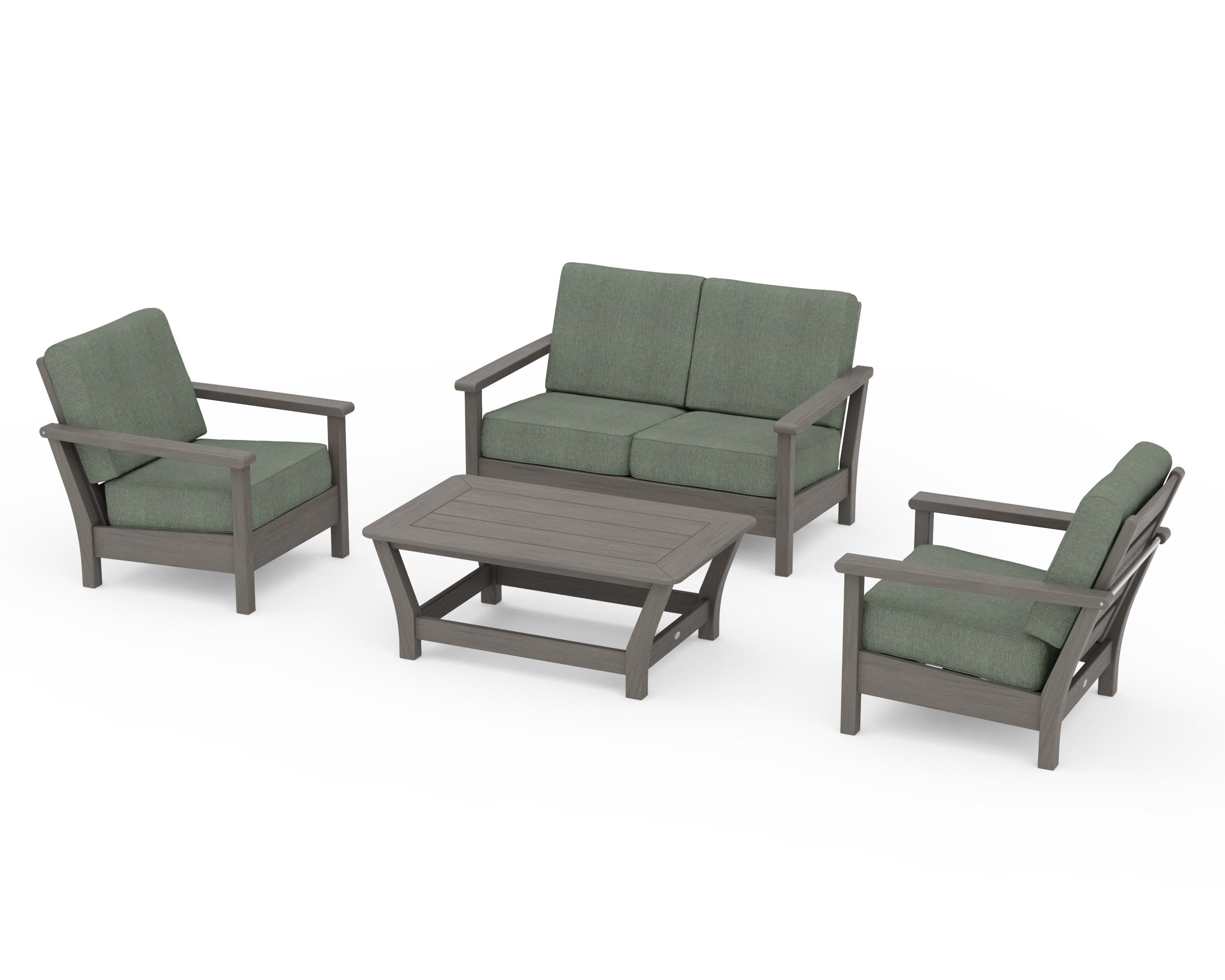 Harbour 4-Piece Deep Seating Set in Driftwood / Cast Sage