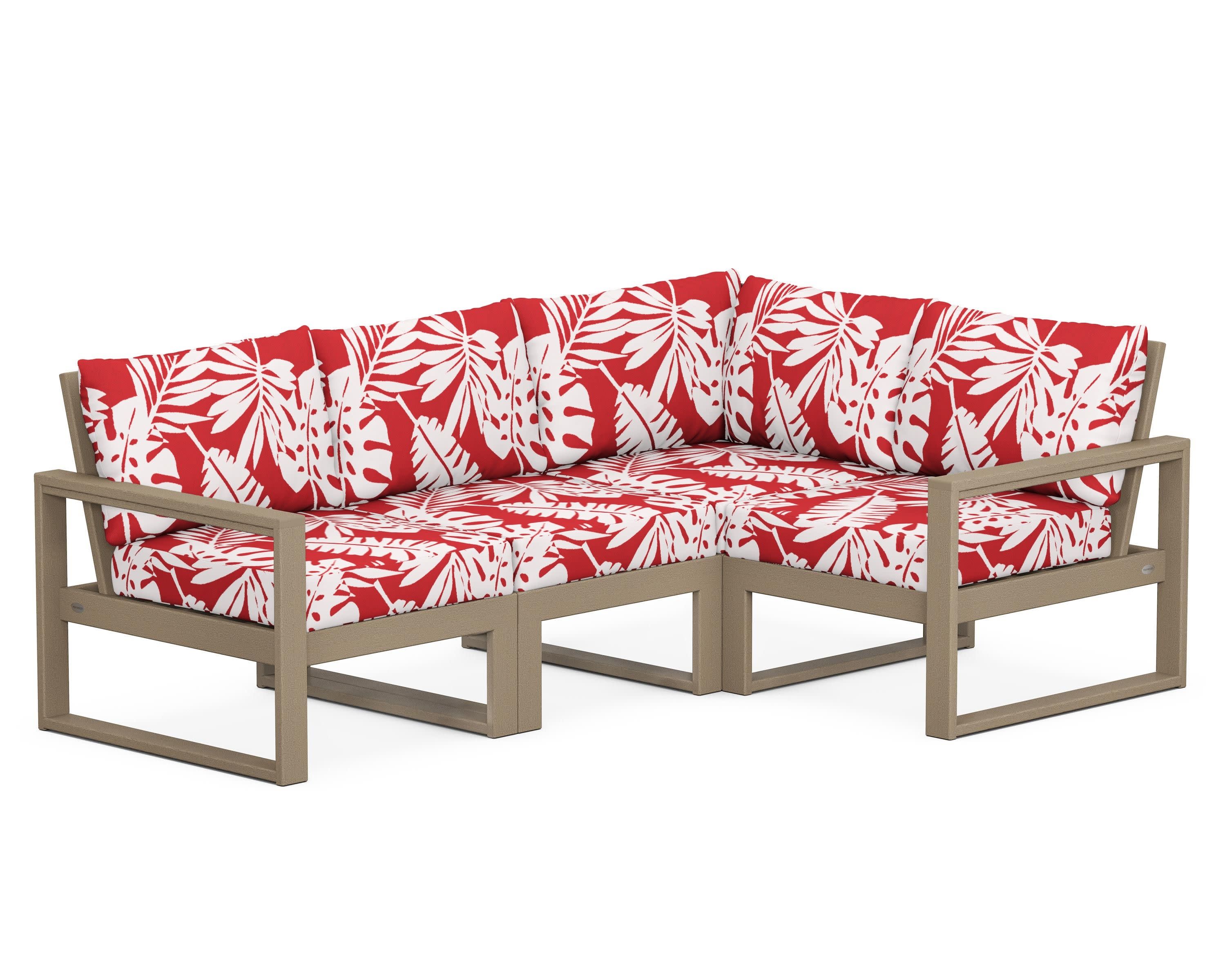 EDGE 4-Piece Modular Deep Seating Set in Vintage Sahara / Leaf Crimson