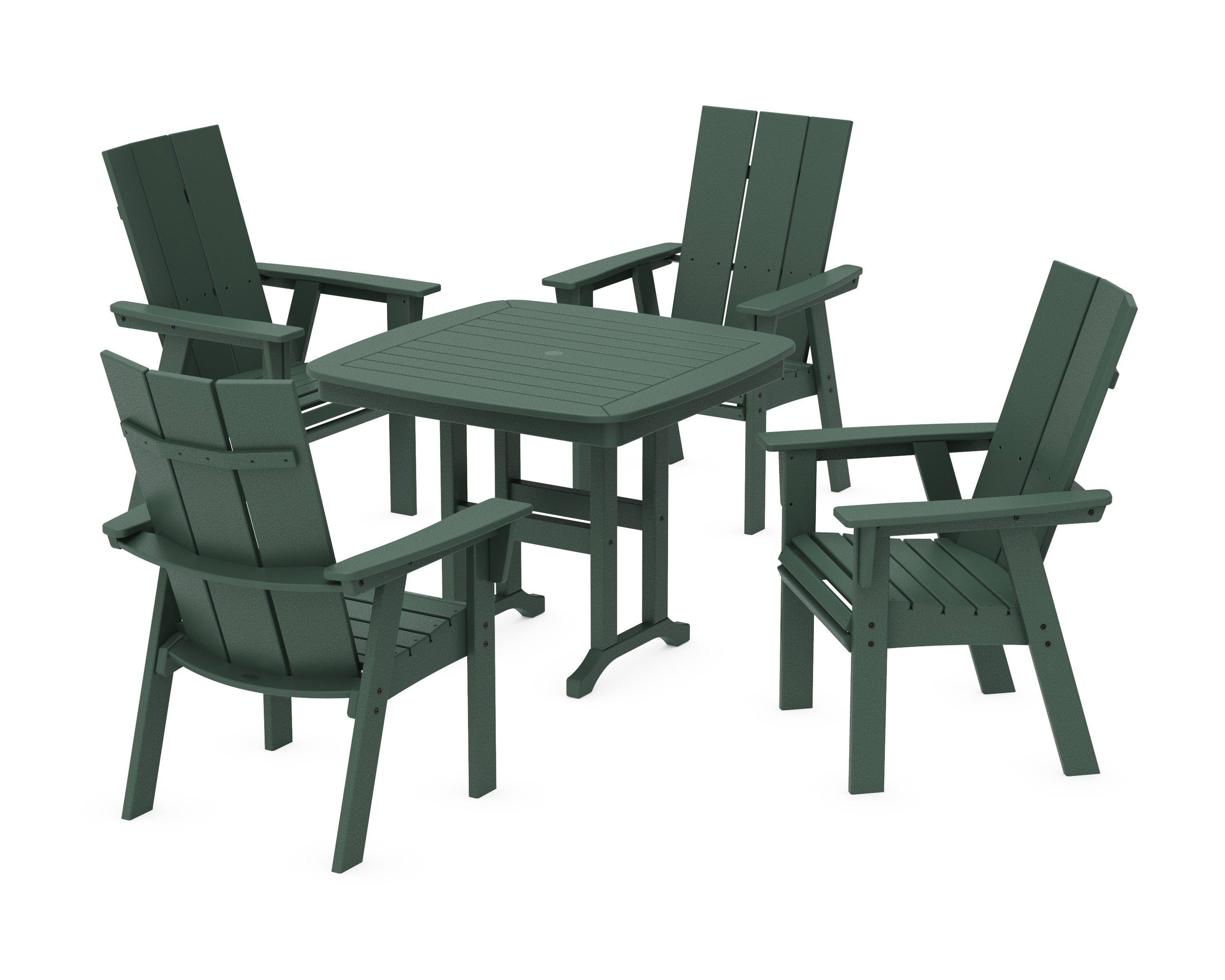 Modern Curveback Adirondack 5-Piece Dining Set in Green