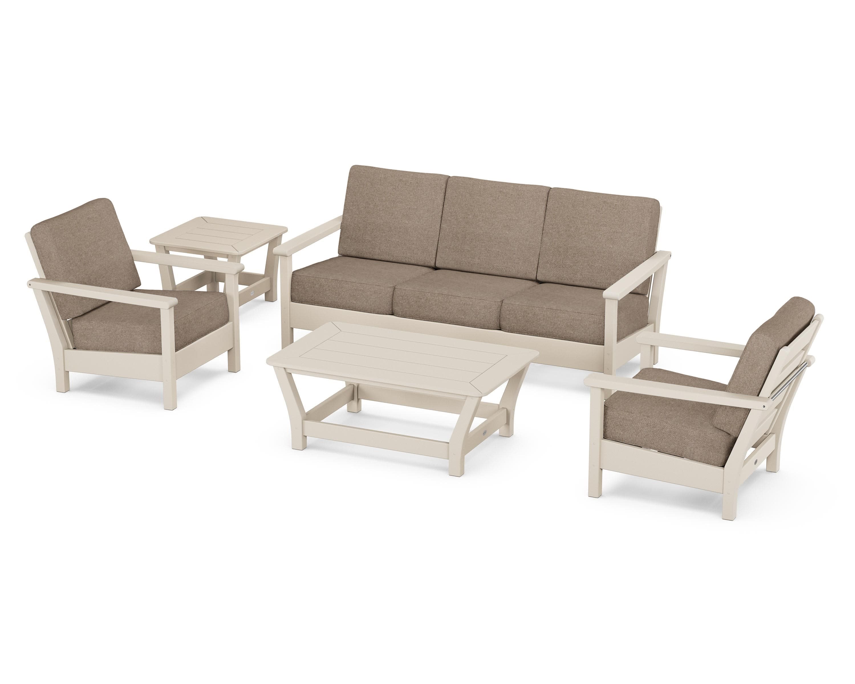 Harbour 5-Piece Deep Seating Set in Sand / Spiced Burlap
