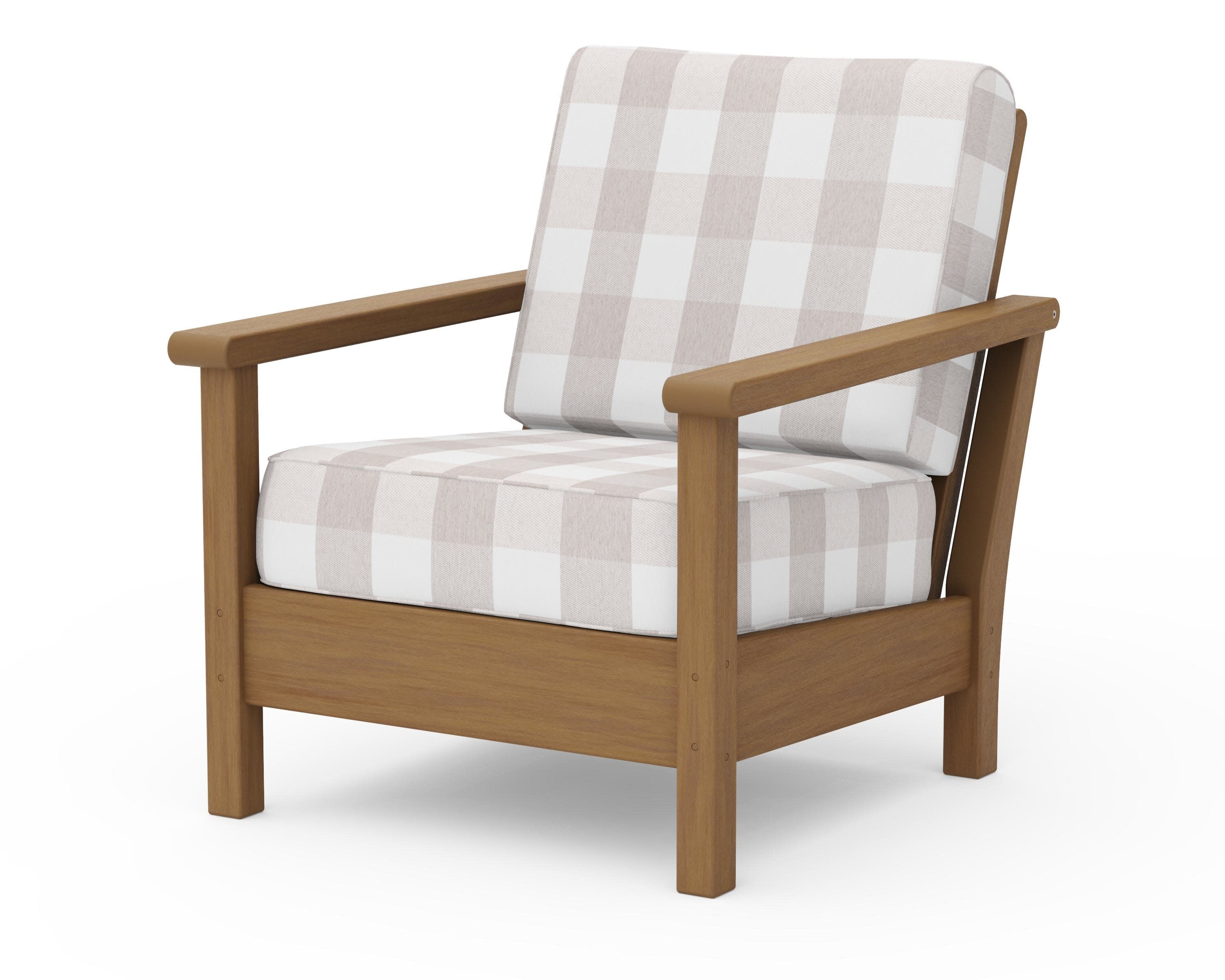 Harbour Deep Seating Chair in Natural / Buffalo Plaid Dune Burlap