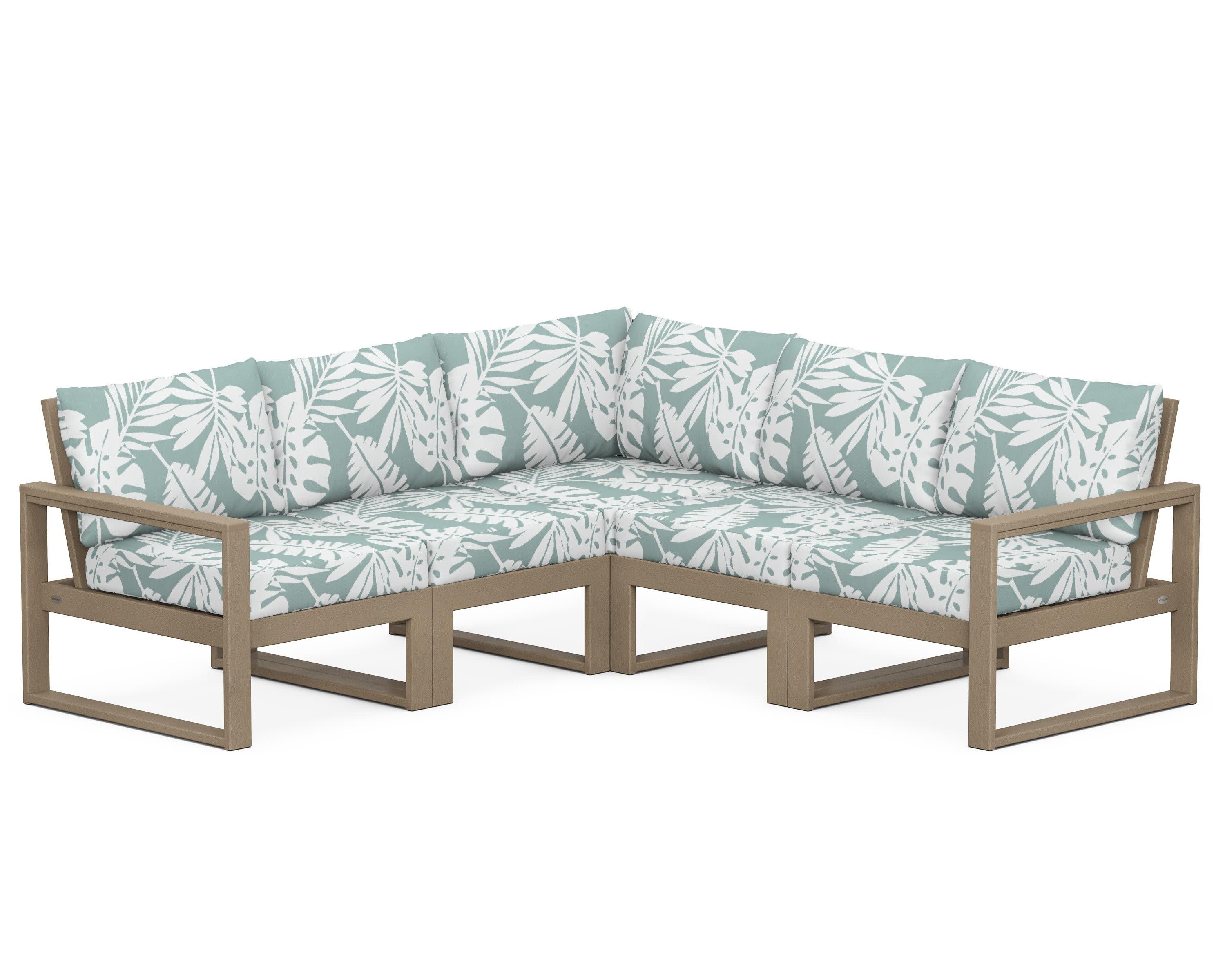 EDGE 5-Piece Modular Deep Seating Set in Vintage Sahara / Leaf Glacier Spa