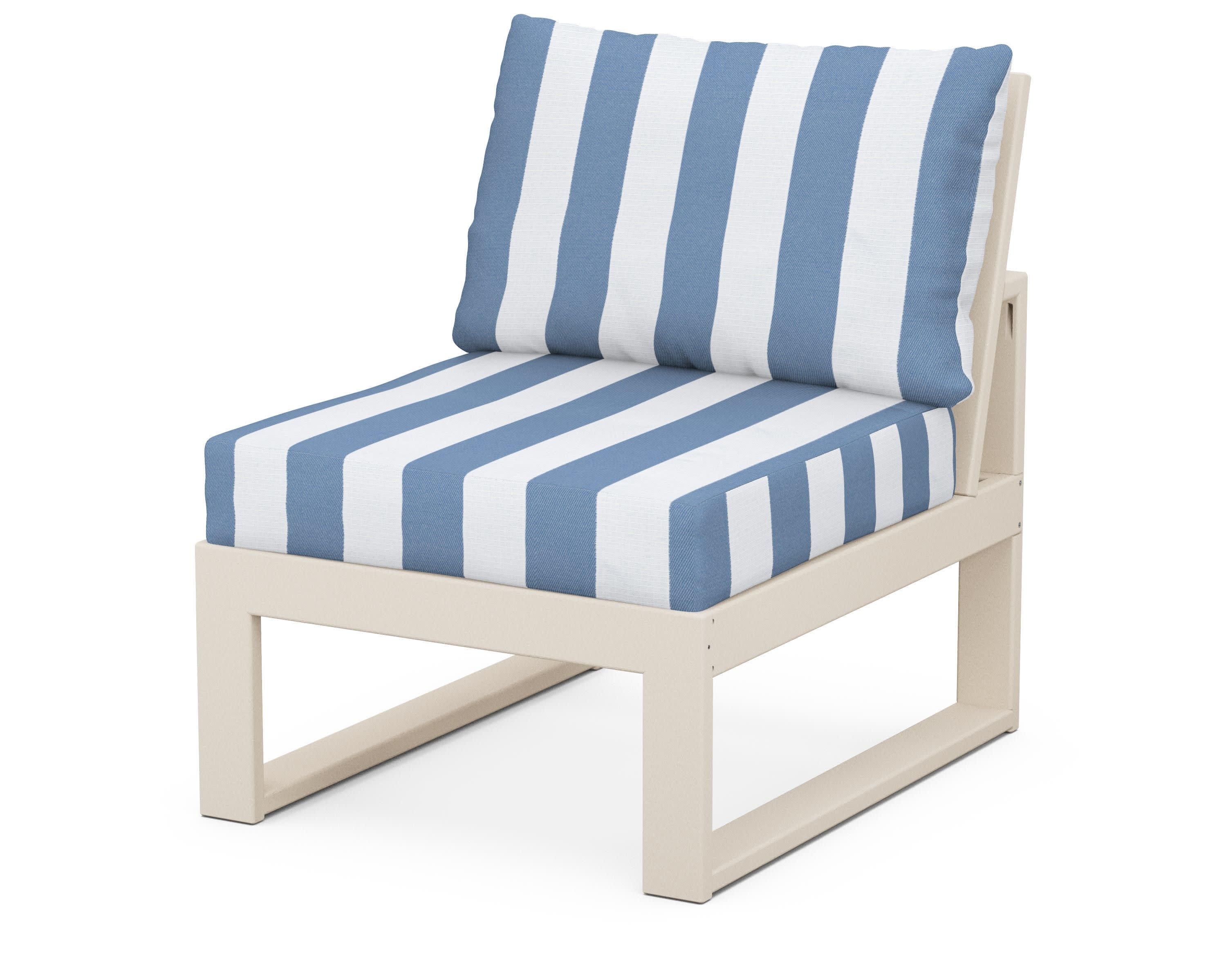 Modular Armless Chair in Sand / Cabana Stripe Sky Blue