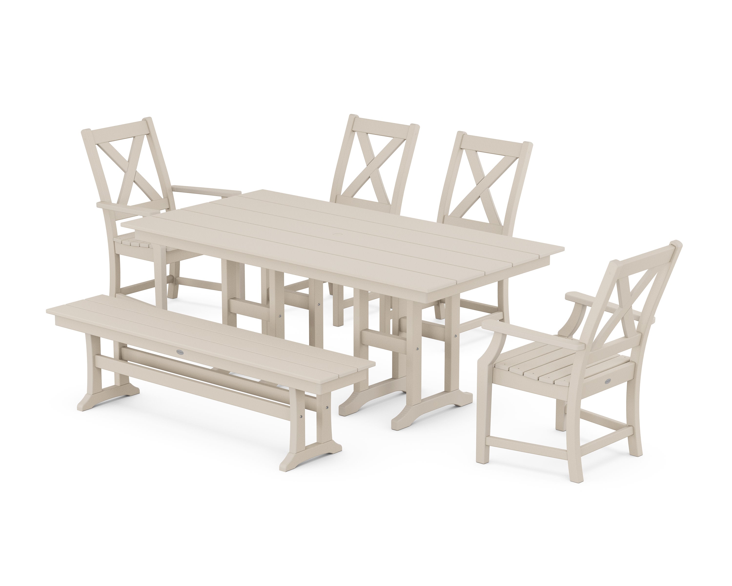 Braxton 6-Piece Farmhouse Dining Set in Sand