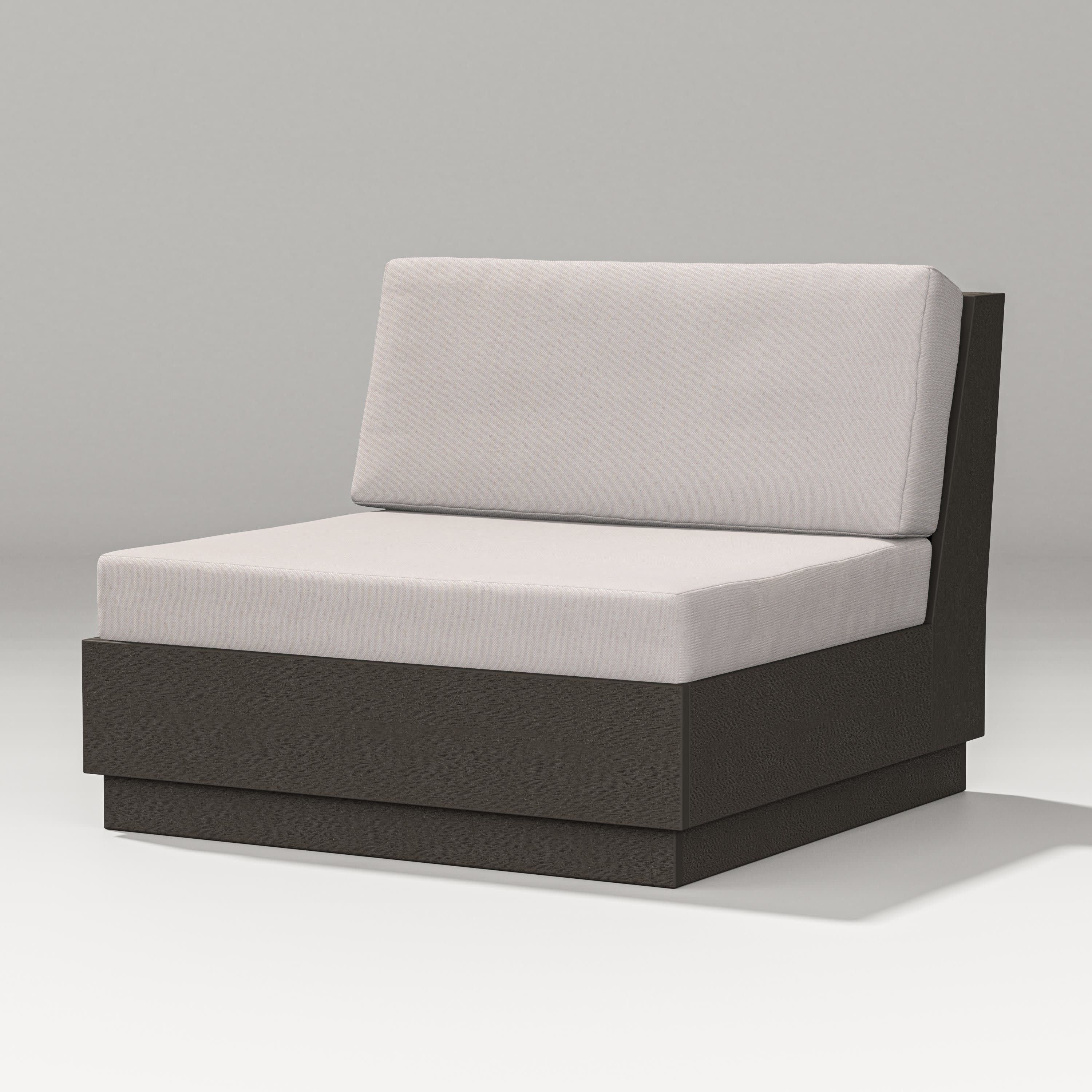 Elevate Modular Armless Chair in Vintage Coffee / Dune Burlap