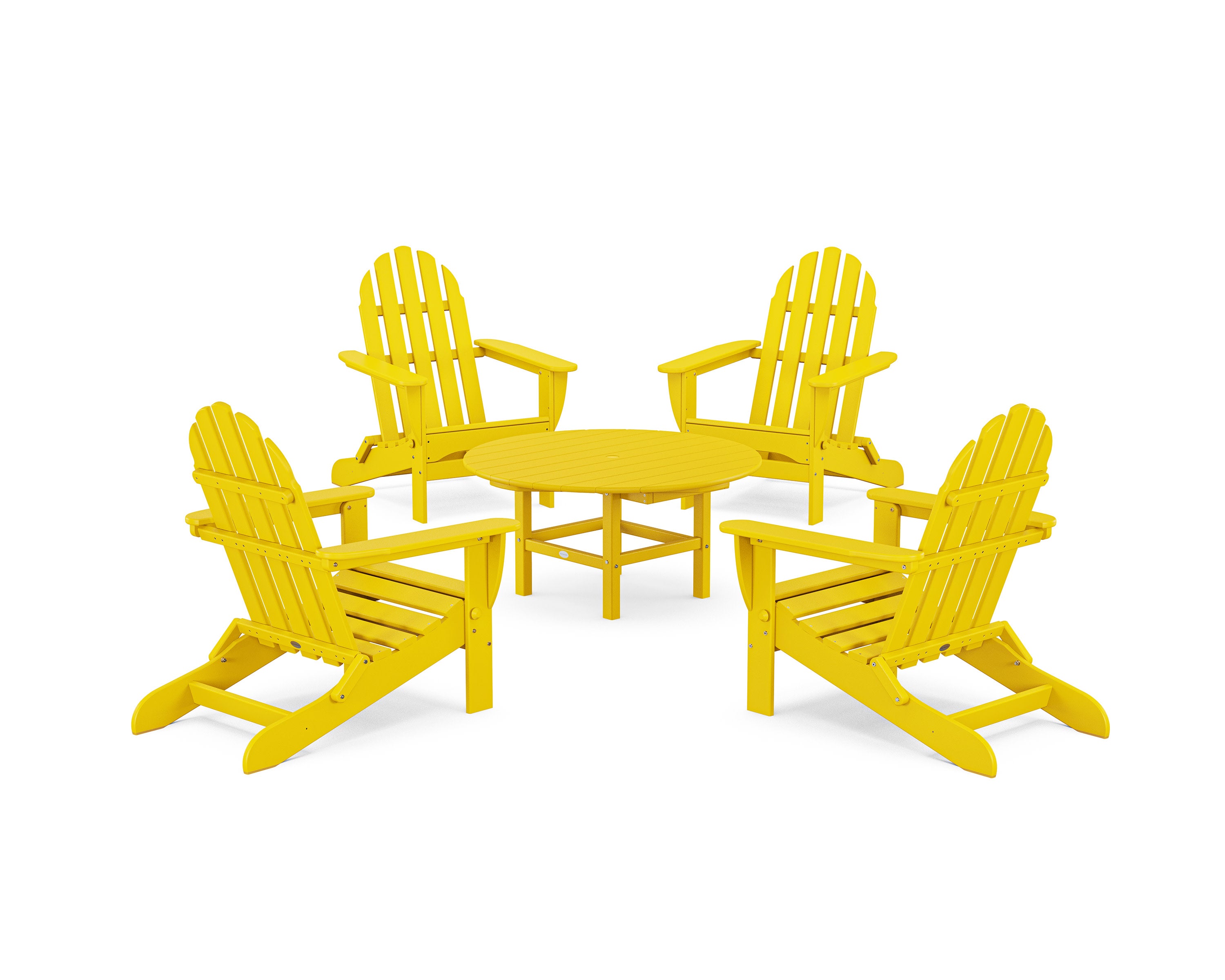 Classic Folding Adirondack 5-Piece Conversation Group in Lemon